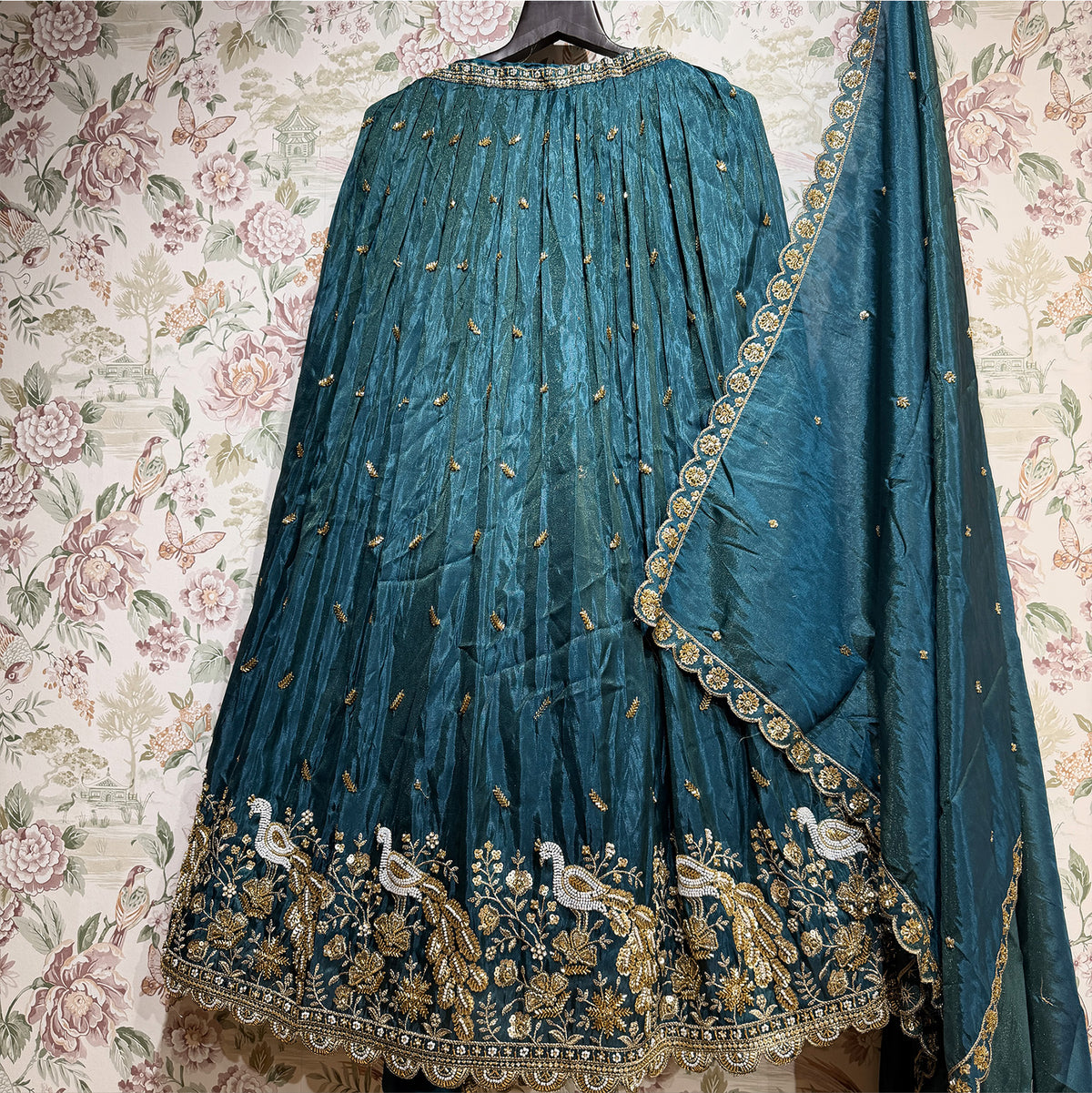 The Ananda Edit: Blue Heritage Lehenga Ensemble III – Blue – view 1
