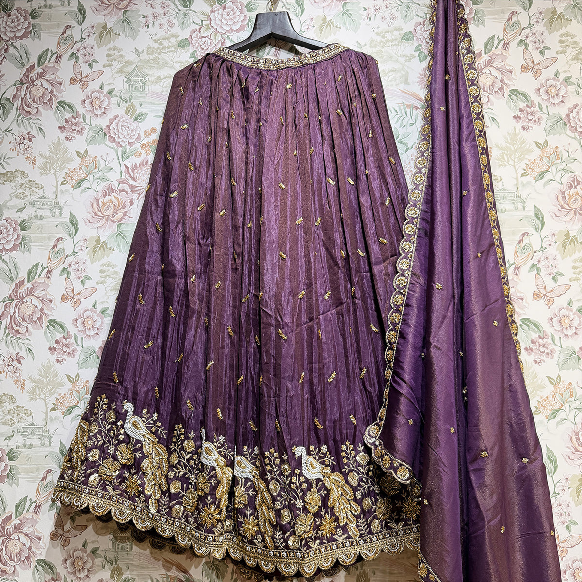 The Ananda Edit: Blue Heritage Lehenga Ensemble III – Blue – view 2