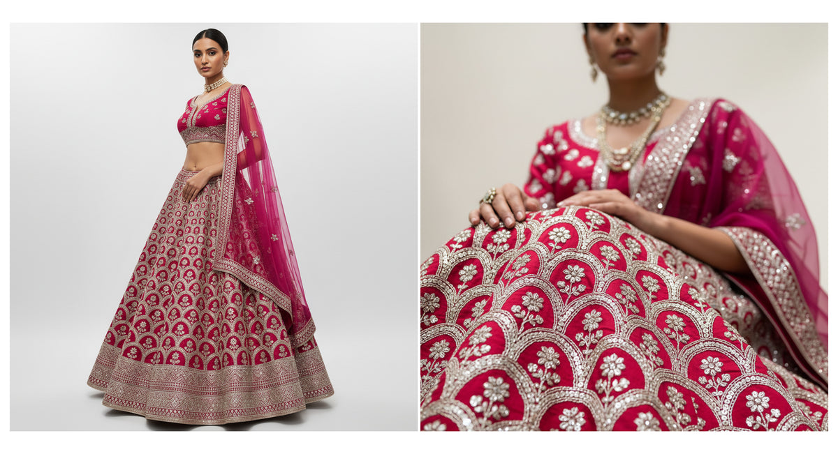 The Kashi Trousseau Edit: Pink Heritage Lehenga Ensemble I – Pink – view 2