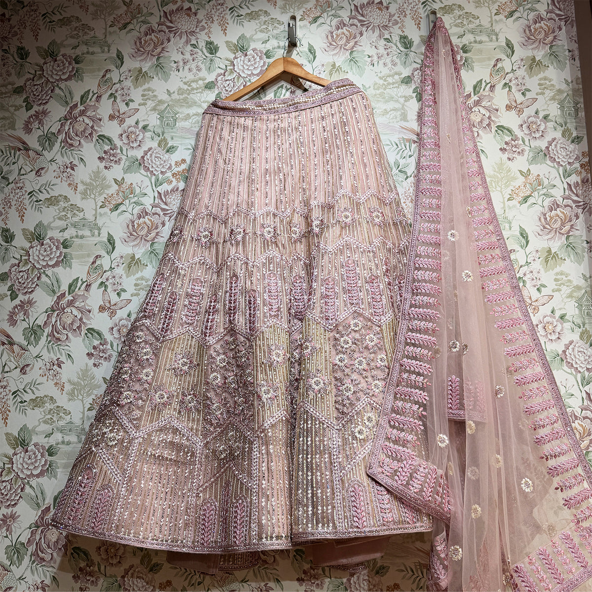 The Shagun Darbar: Lavender Heritage Lehenga Ensemble III – Lavender – view 1