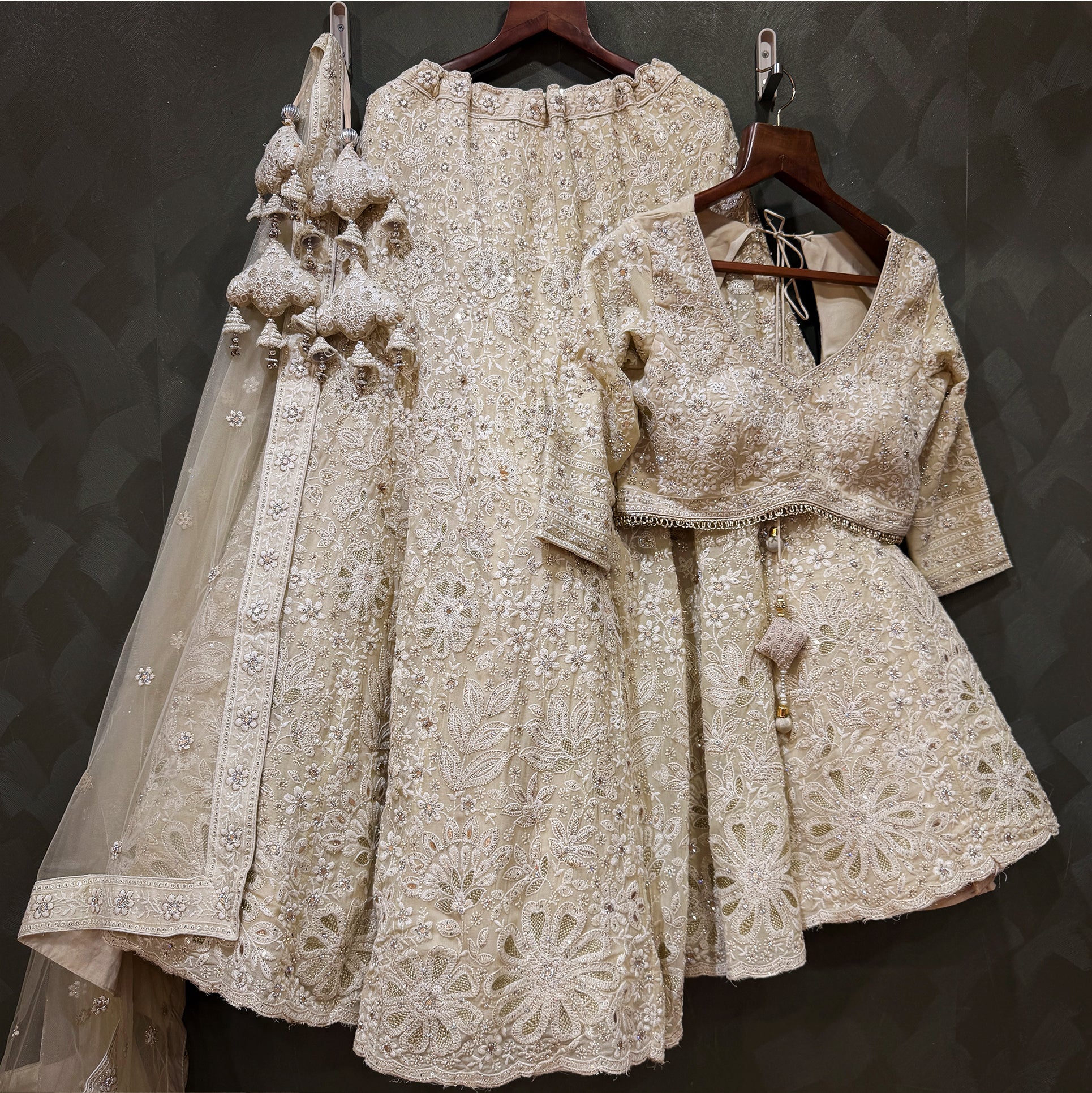 The Kalyani Heirloom: Ivory Heritage Lehenga Ensemble IV – Ivory – view 1