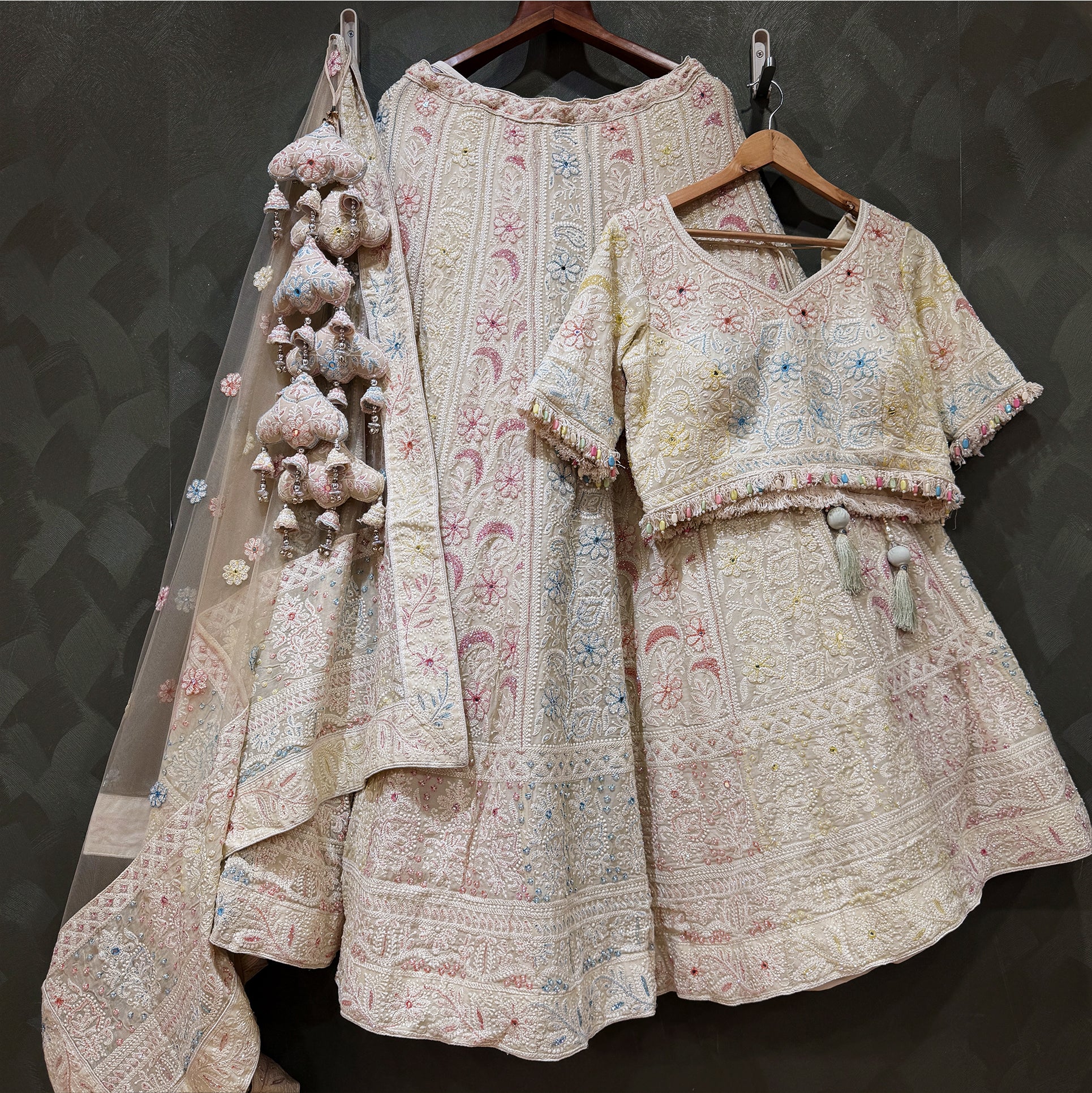 The Kalyani Edit: Ivory Heritage Lehenga Ensemble I – Multi Colour and Ivory – view 1
