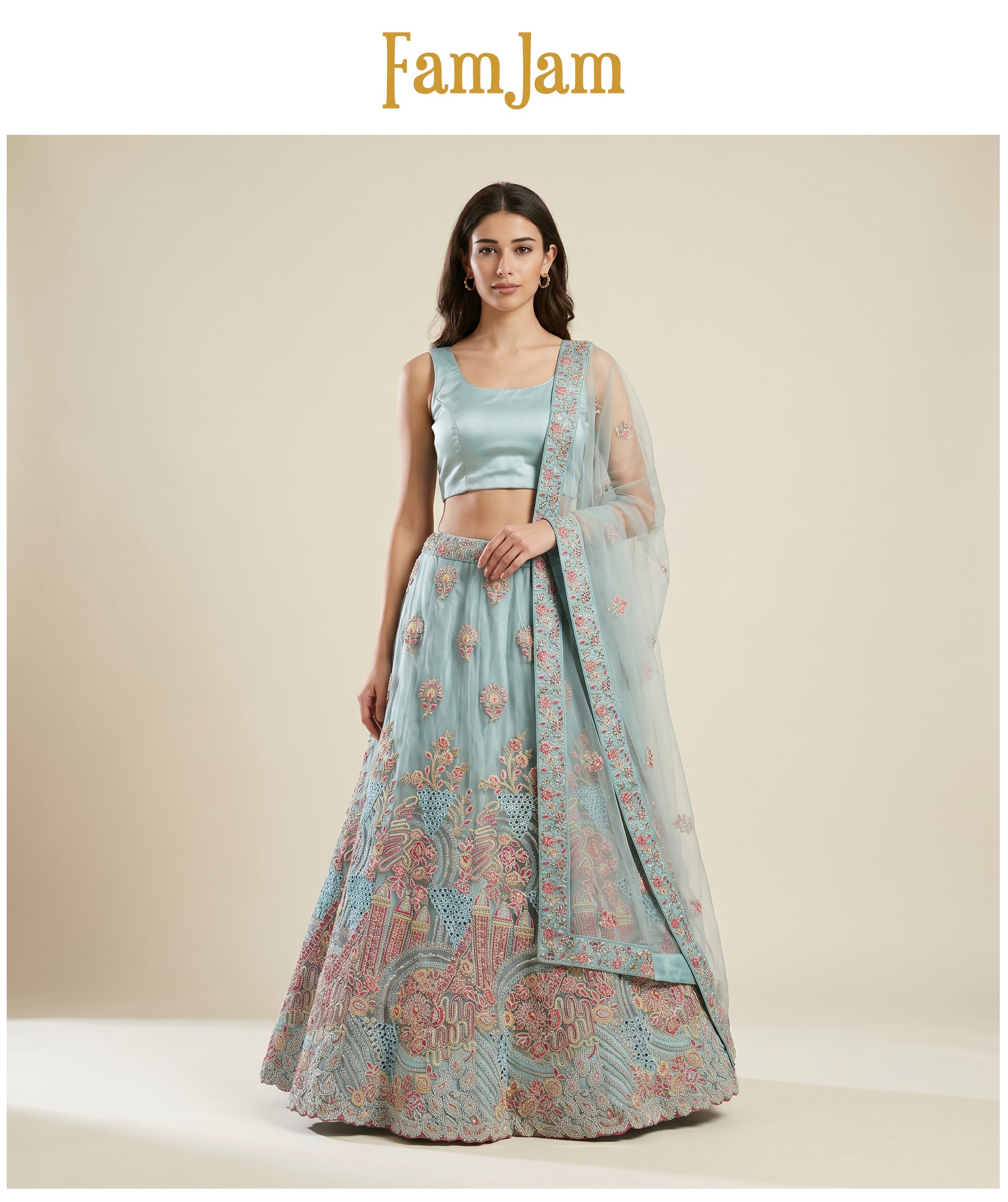 The Jaipur Palace Collection: Blue Heritage Lehenga Ensemble I – Blue – view 3