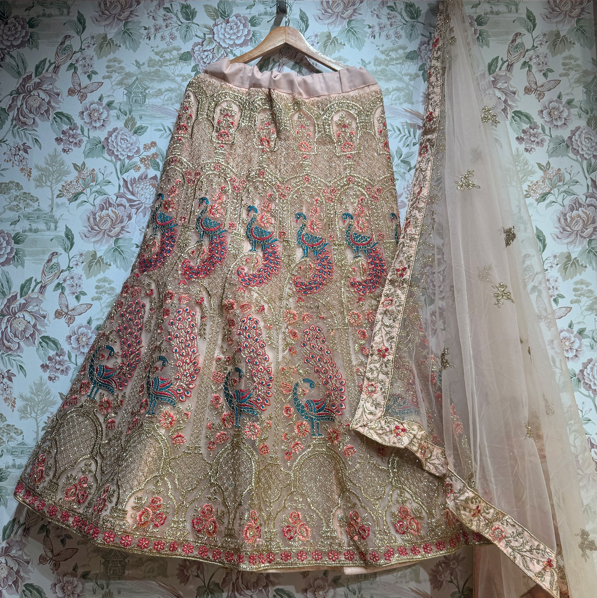 The Mewar Heritage Darbar: Pink Heritage Lehenga Ensemble I – Baby Pink – view 3