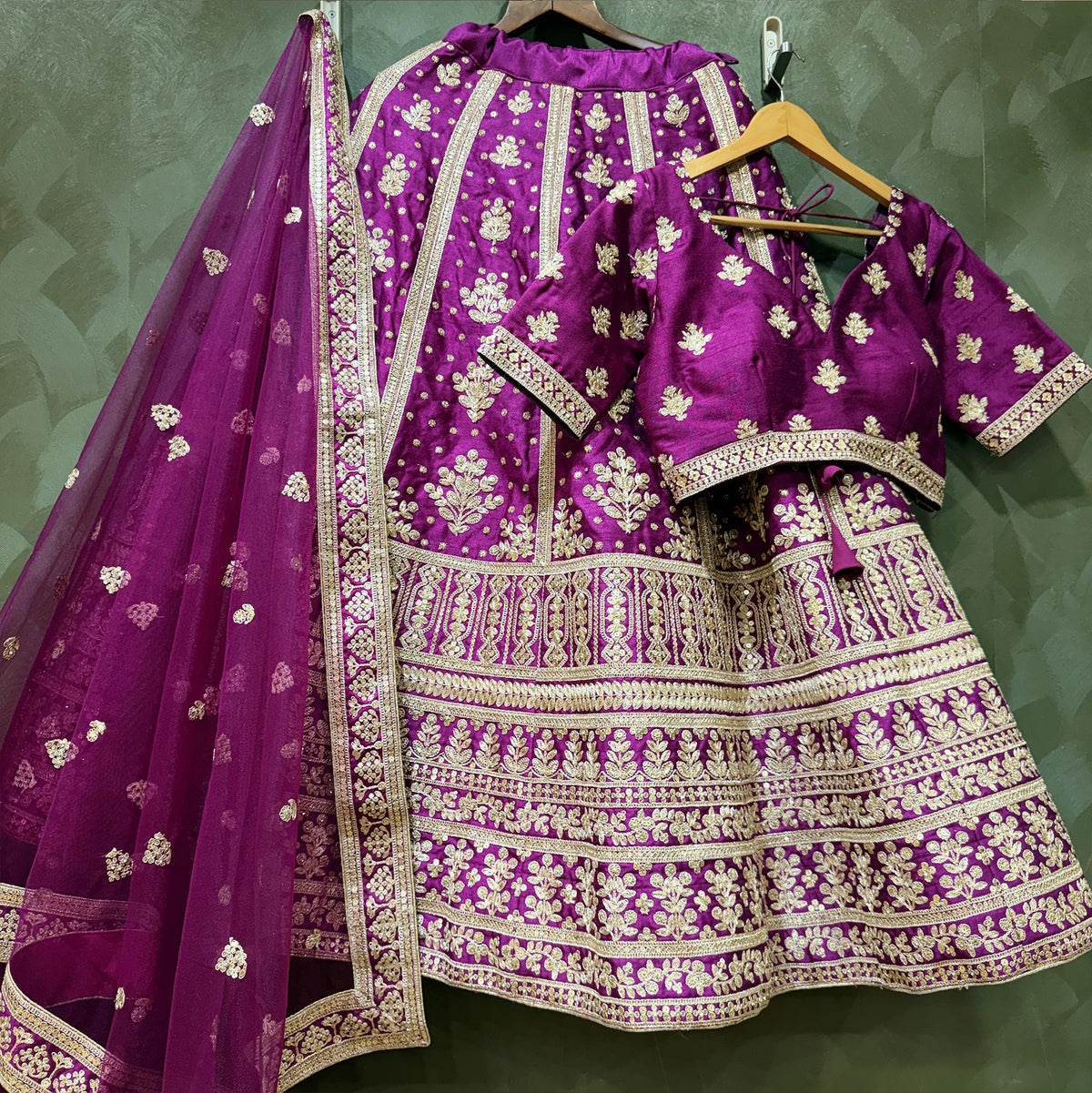 The Amber Fort Edit: Wine Heritage Lehenga Ensemble I – Wine – view 1
