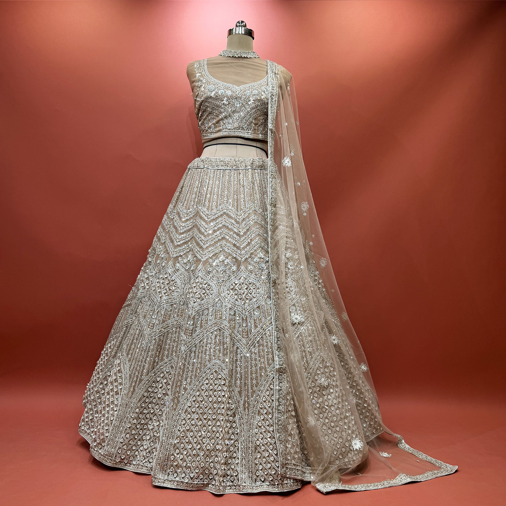 The Amber Fort Edit: Ivory Heritage Lehenga Ensemble I – Ivory – view 1