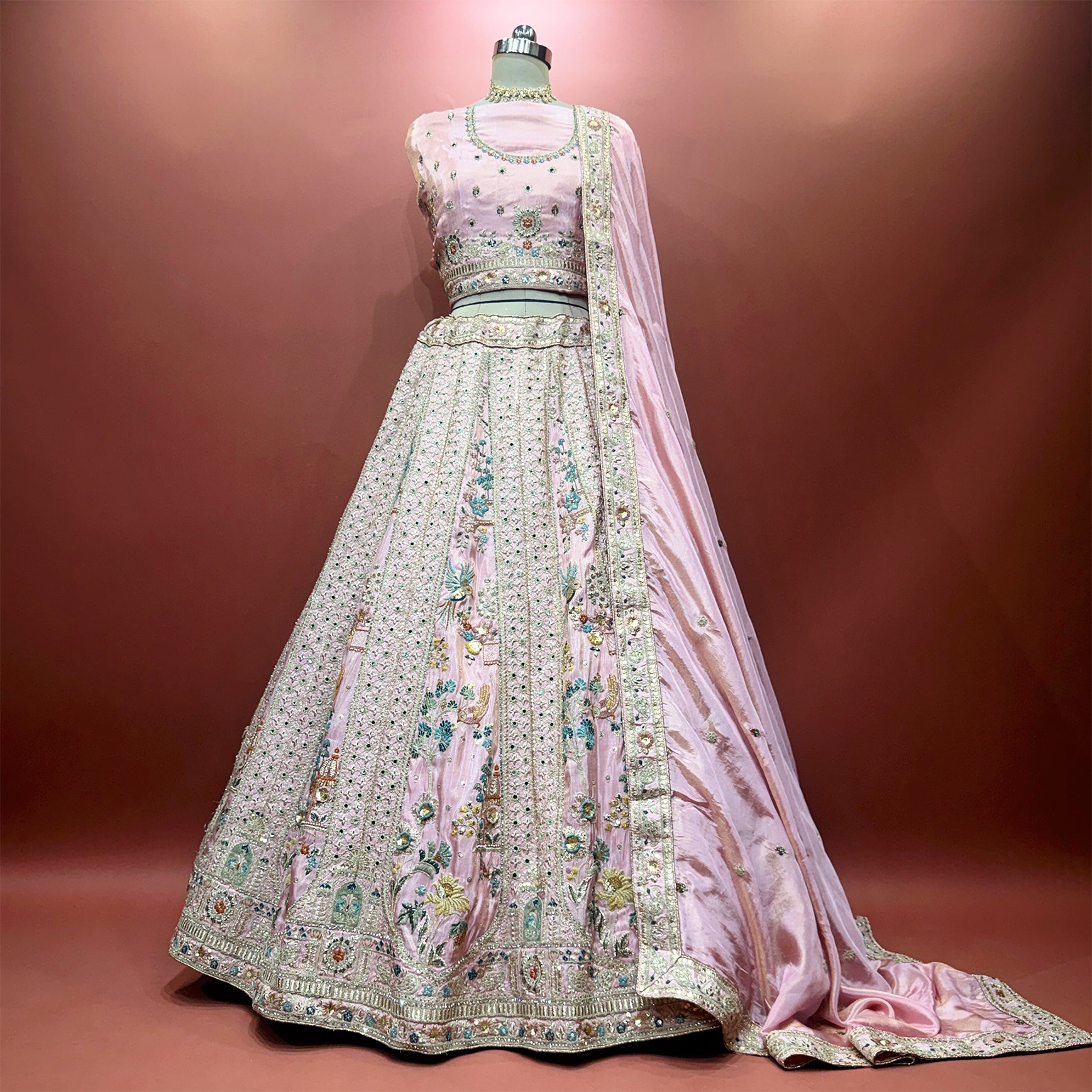 The Utsav Darbar: Baby Pink Heritage Lehenga Ensemble I – Baby Pink – view 1