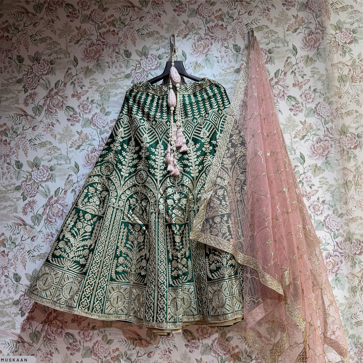 The Amber Fort Heirloom: Blue Heritage Lehenga Ensemble II – Blue – view 4