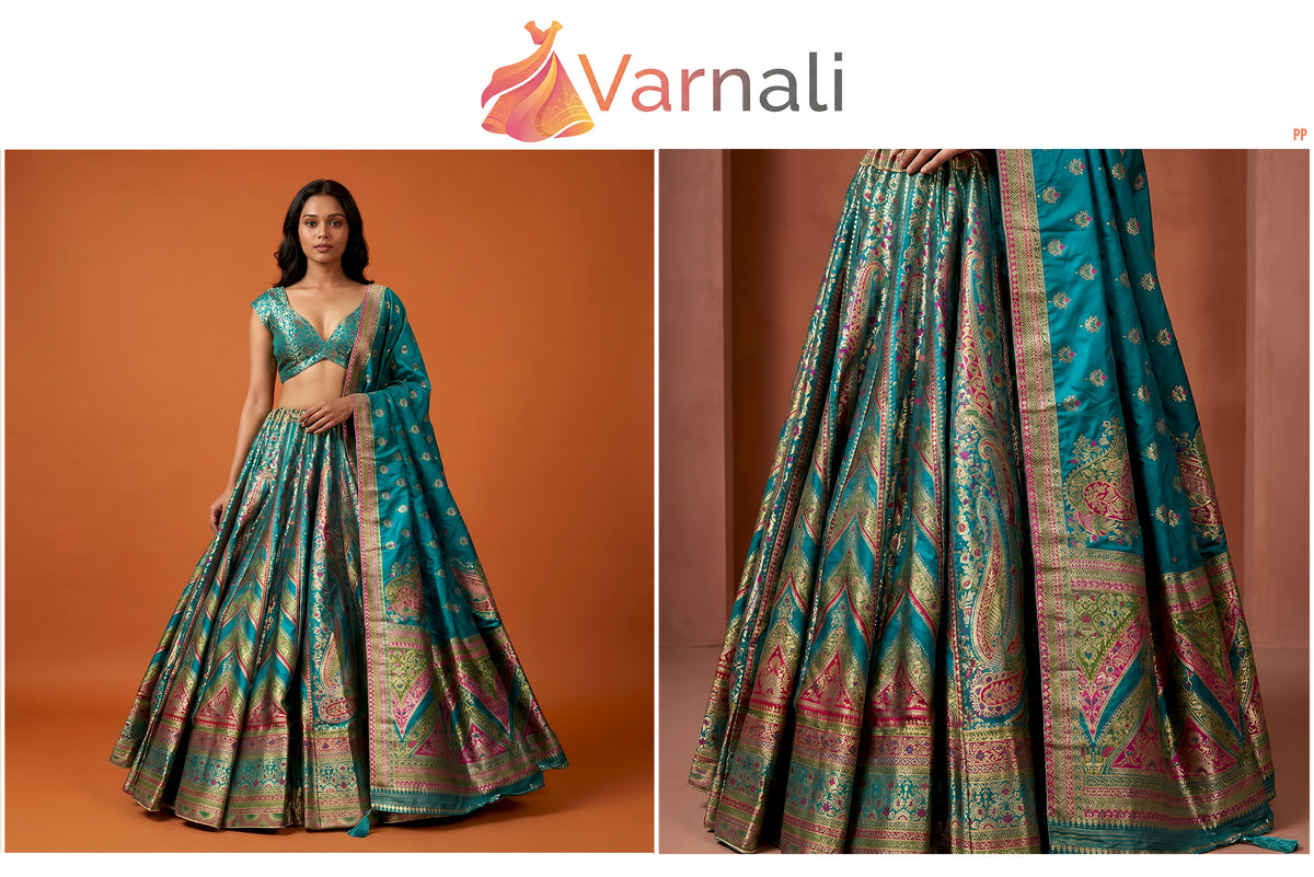 The Aarohi Edit: Green Heritage Lehenga Ensemble – Green – view 2