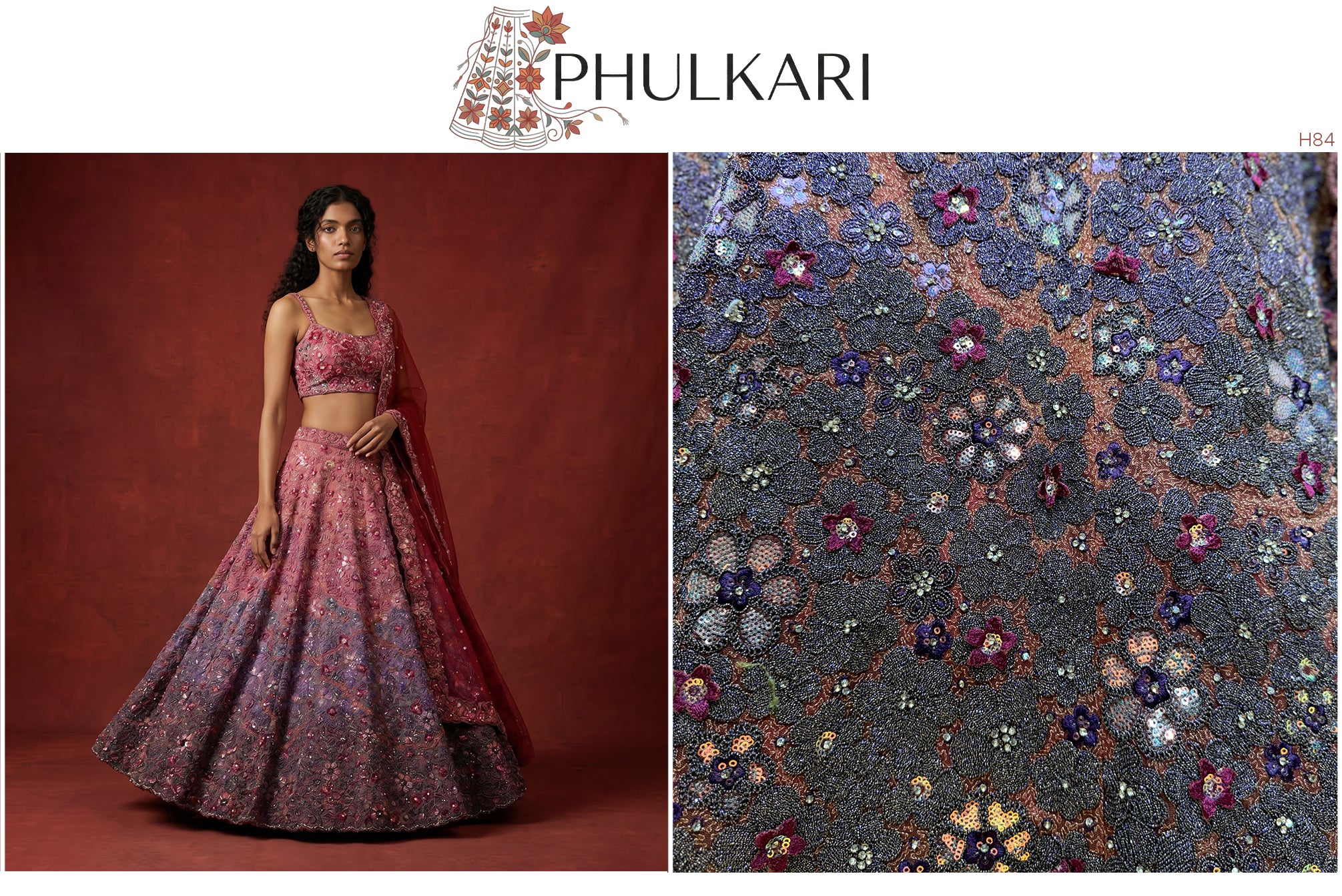 The Mangalam Collection: Grey Heritage Lehenga Ensemble III – Grey – view 4