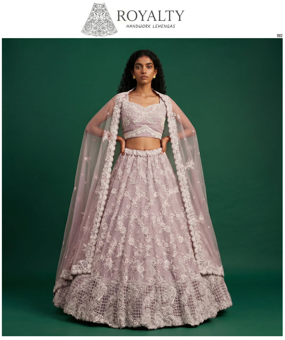 The Jaipur Palace Collection: Pink Heritage Lehenga Ensemble IV – Baby Pink – view 3