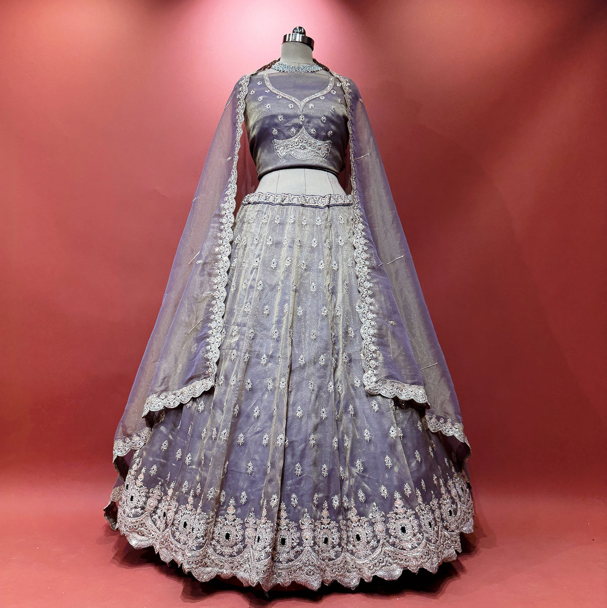 The Kashi Trousseau Collection: Lavender Heritage Lehenga Ensemble – Lavender – view 2