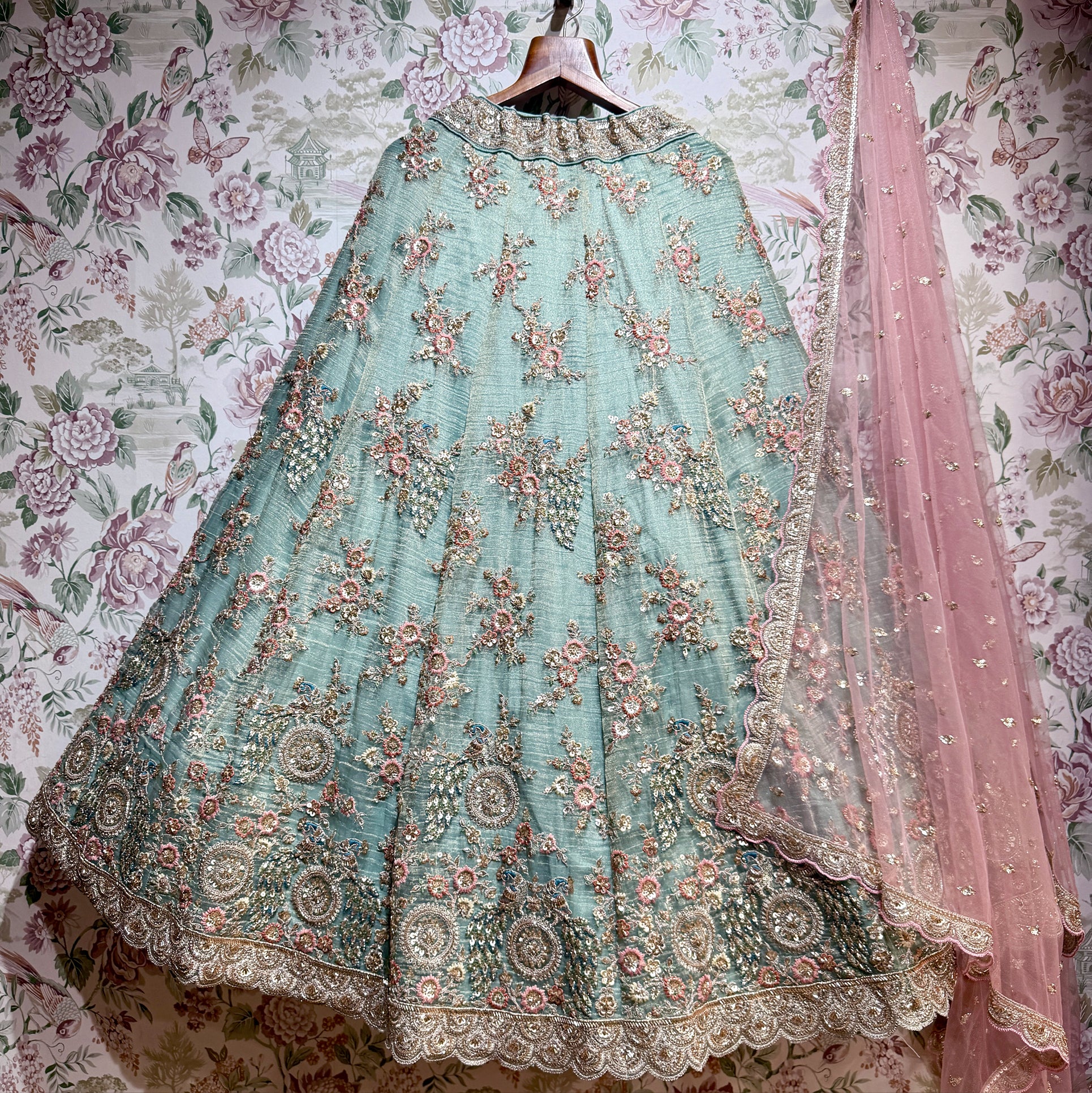 The Parampara Edit: Blue Heritage Lehenga Ensemble IV – Blue – view 1