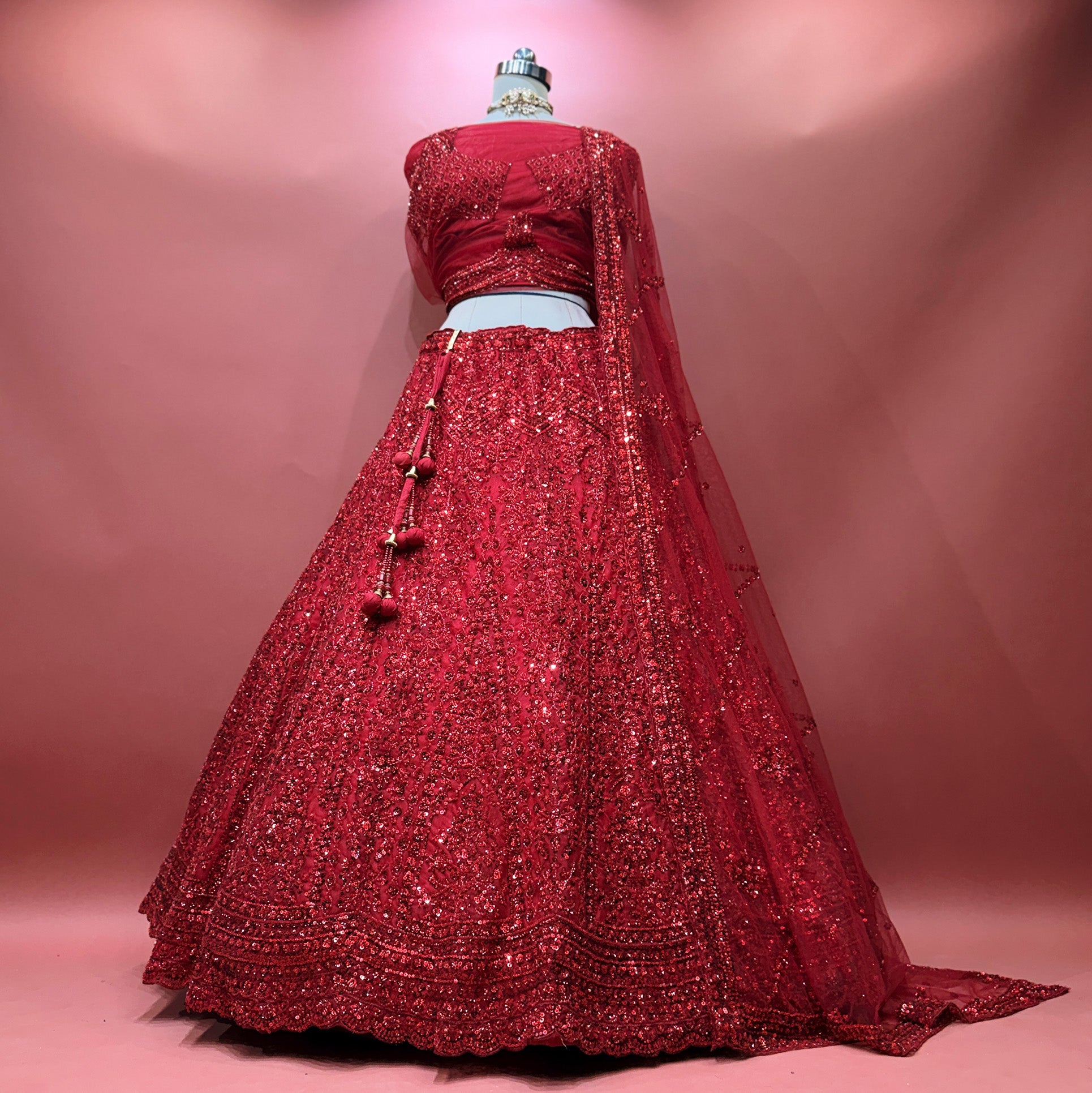 The Ananda Heirloom: Blue Heritage Lehenga Ensemble I – Blue – view 3