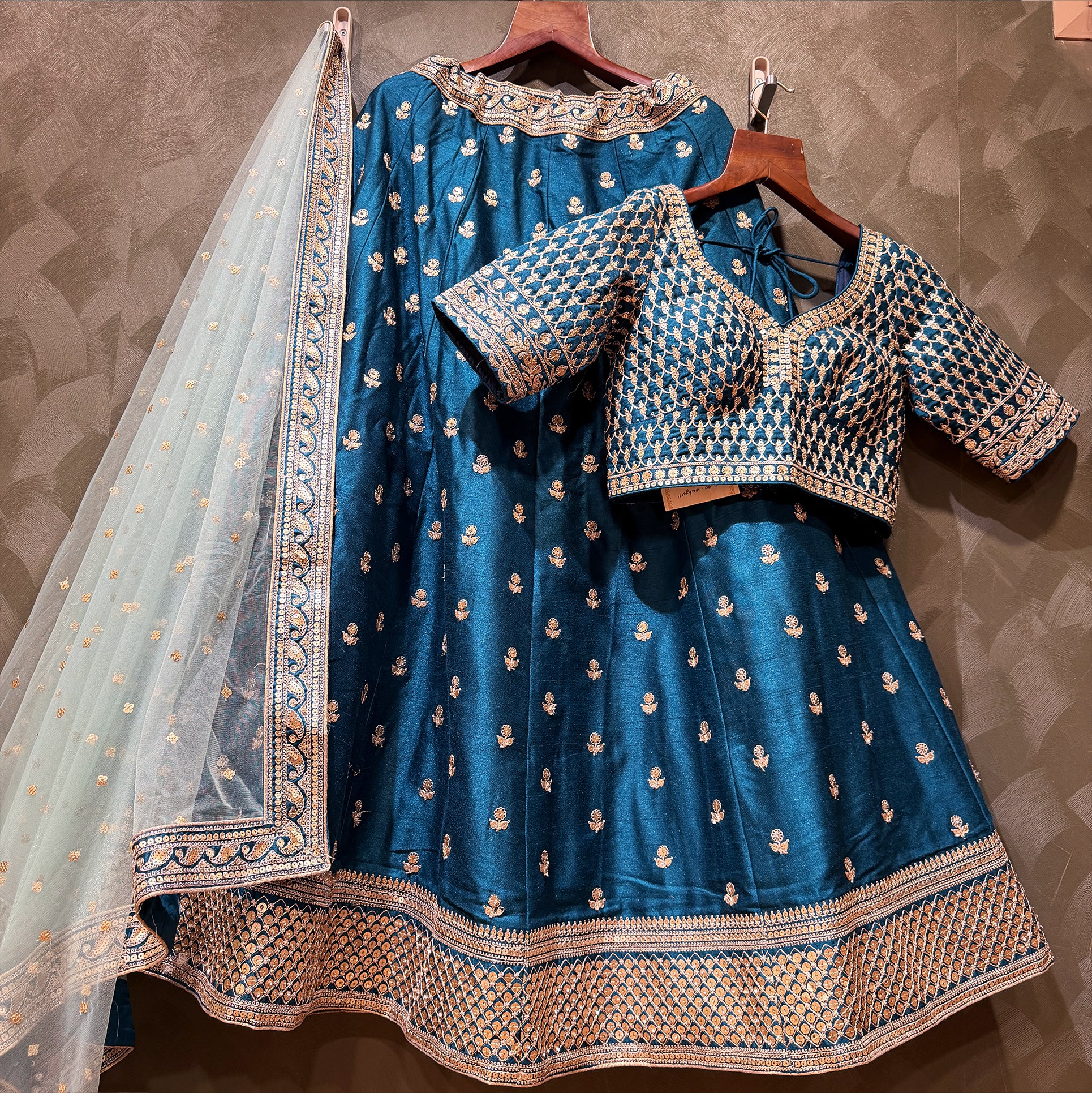 The Banaras Loom Collection: Blue Heritage Lehenga Ensemble II – Blue – view 1