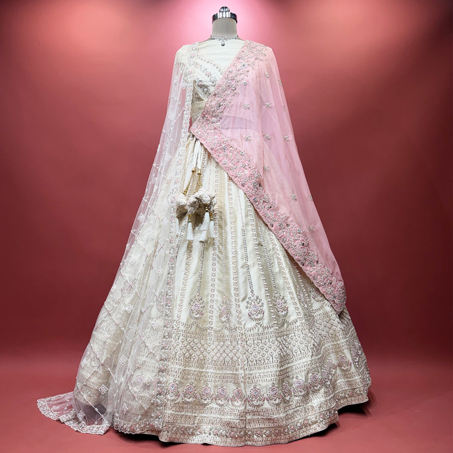 The Marwar Collection Edit: Ivory & Pink Heritage Lehenga Ensemble II – Baby Pink and Ivory – view 1
