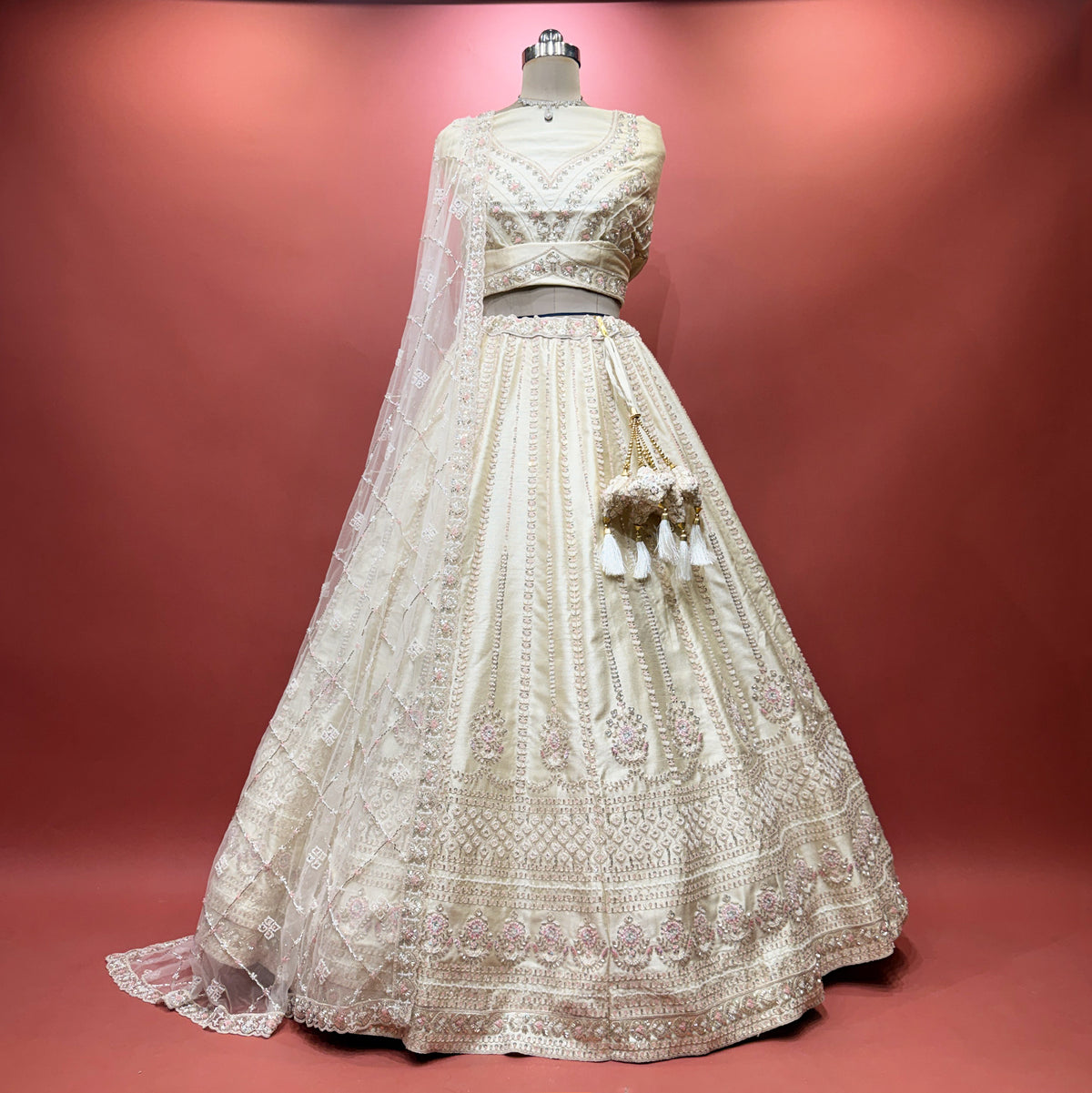 The Marwar Collection Edit: Ivory & Pink Heritage Lehenga Ensemble II – Baby Pink and Ivory – view 3