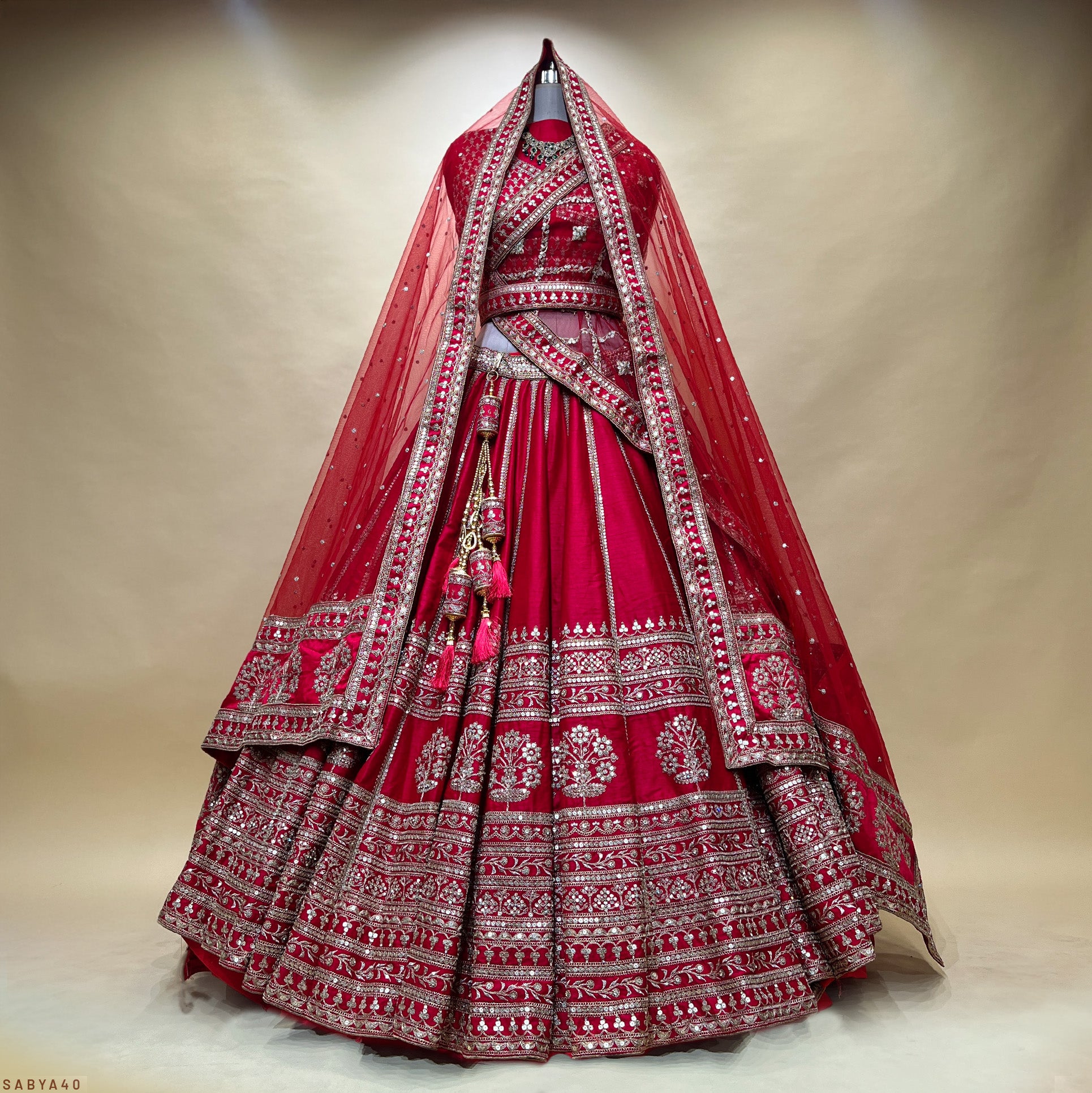 The Kashi Trousseau Collection: Red Heritage Lehenga Ensemble – Red – view 1