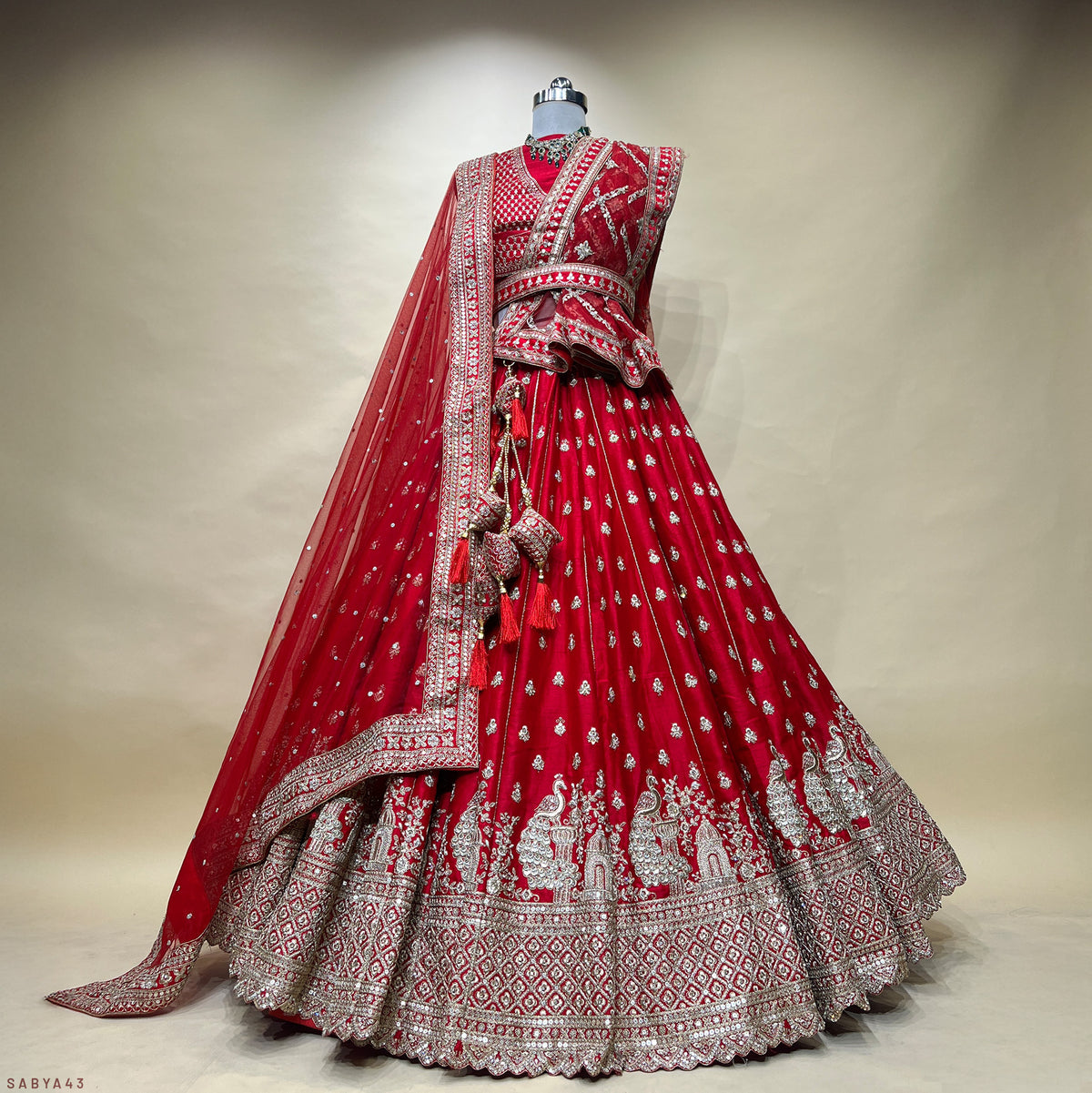 The Mangalam Heirloom: Red Heritage Lehenga Ensemble I – Red – view 1