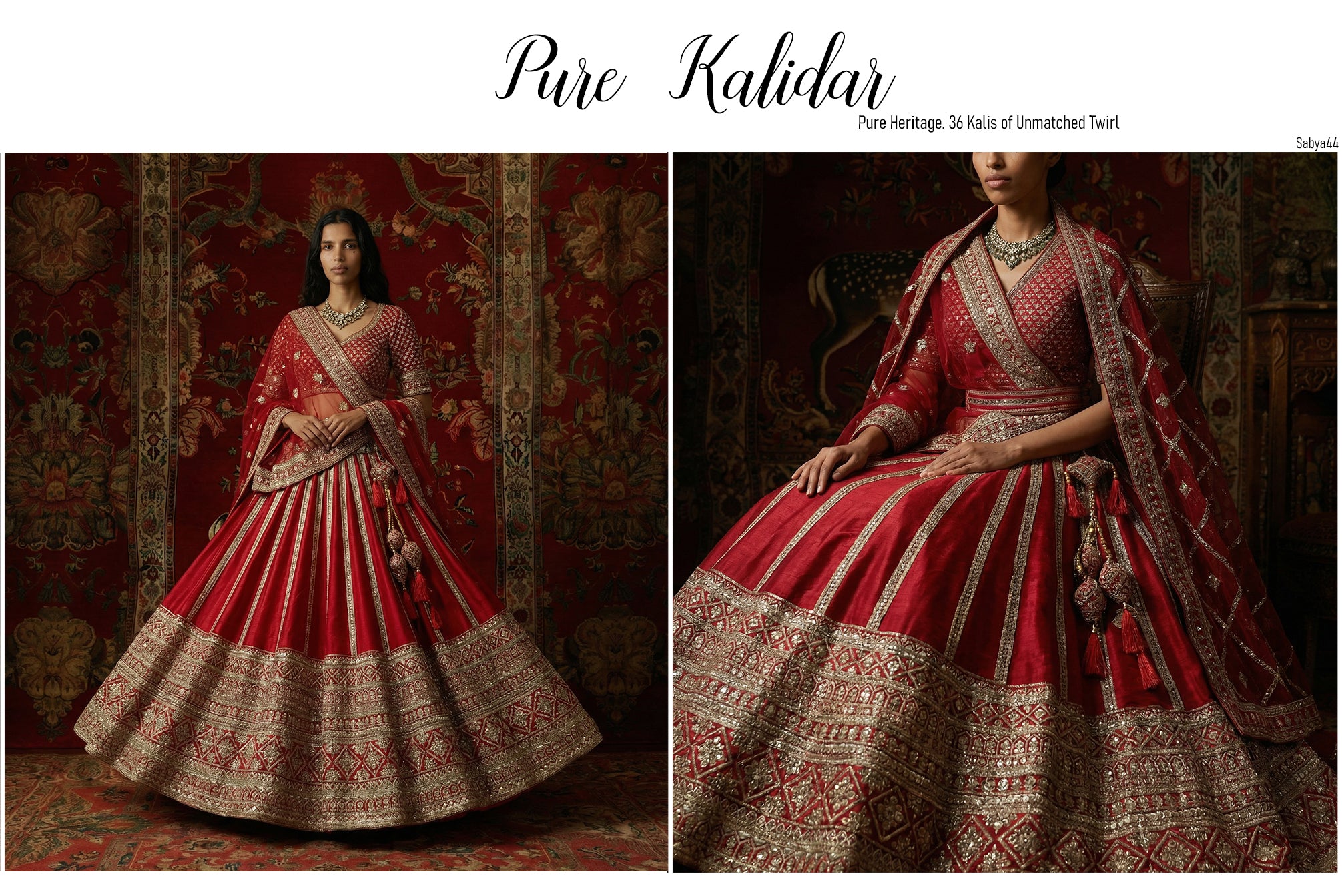 The Shagun Darbar: Red Heritage Lehenga Ensemble III – Red – view 2