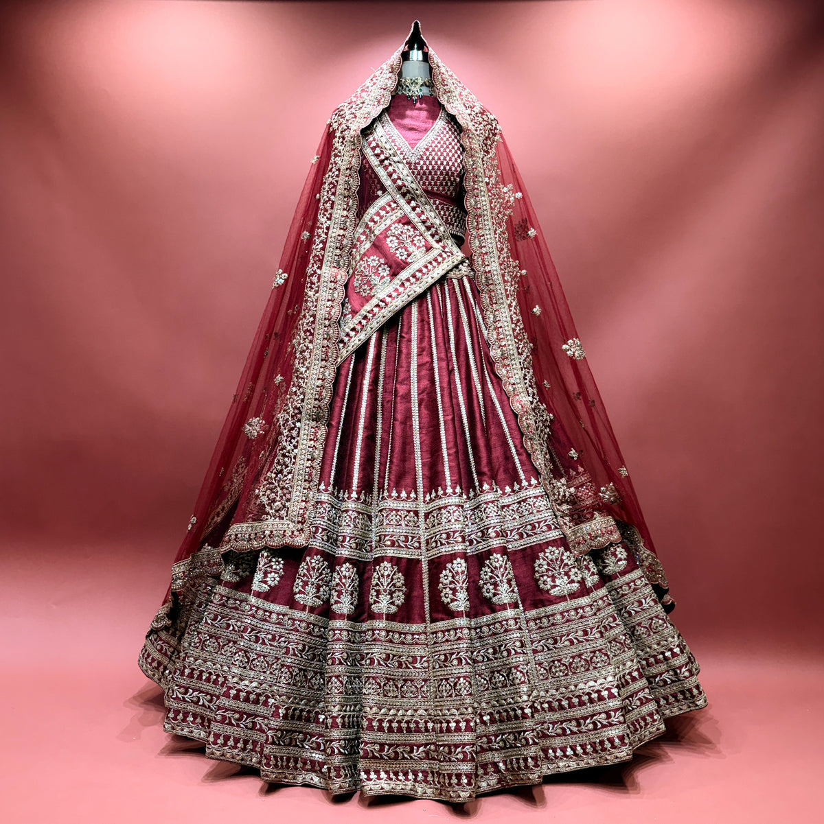 The Jaipur Palace Darbar: Pink Heritage Lehenga Ensemble – Baby Pink – view 10