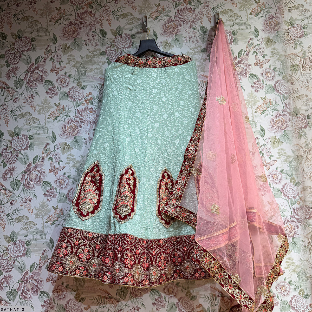 The Shagun Heirloom: Blue Heritage Lehenga Ensemble – Blue – view 1