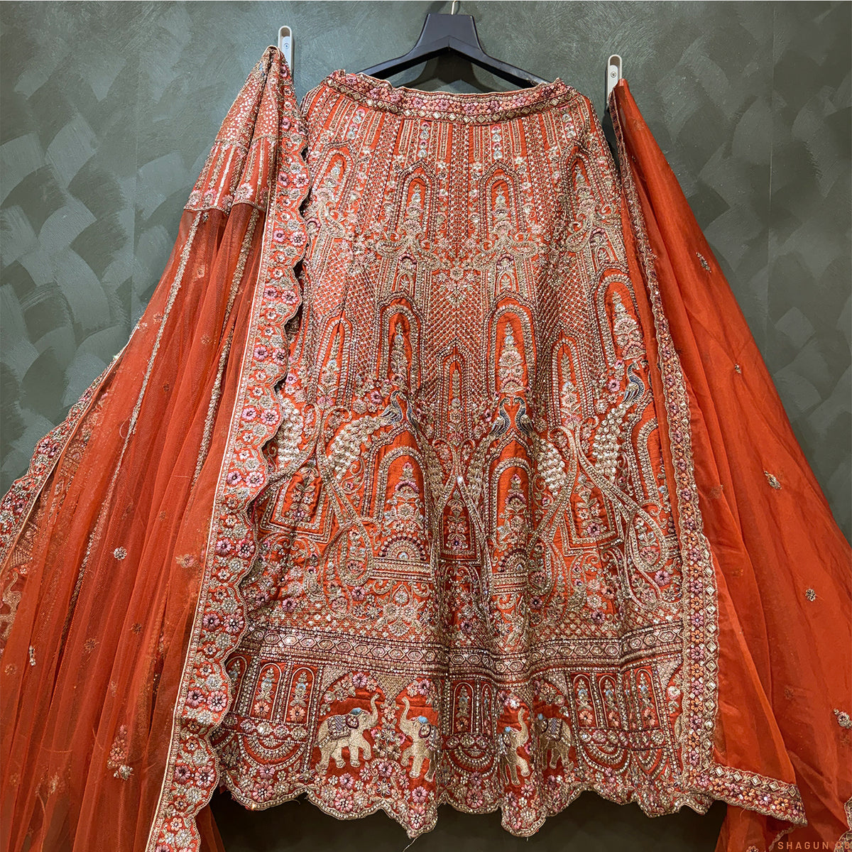 The Jaipur Palace Darbar: Orange Heritage Lehenga Ensemble II – Orange – view 1