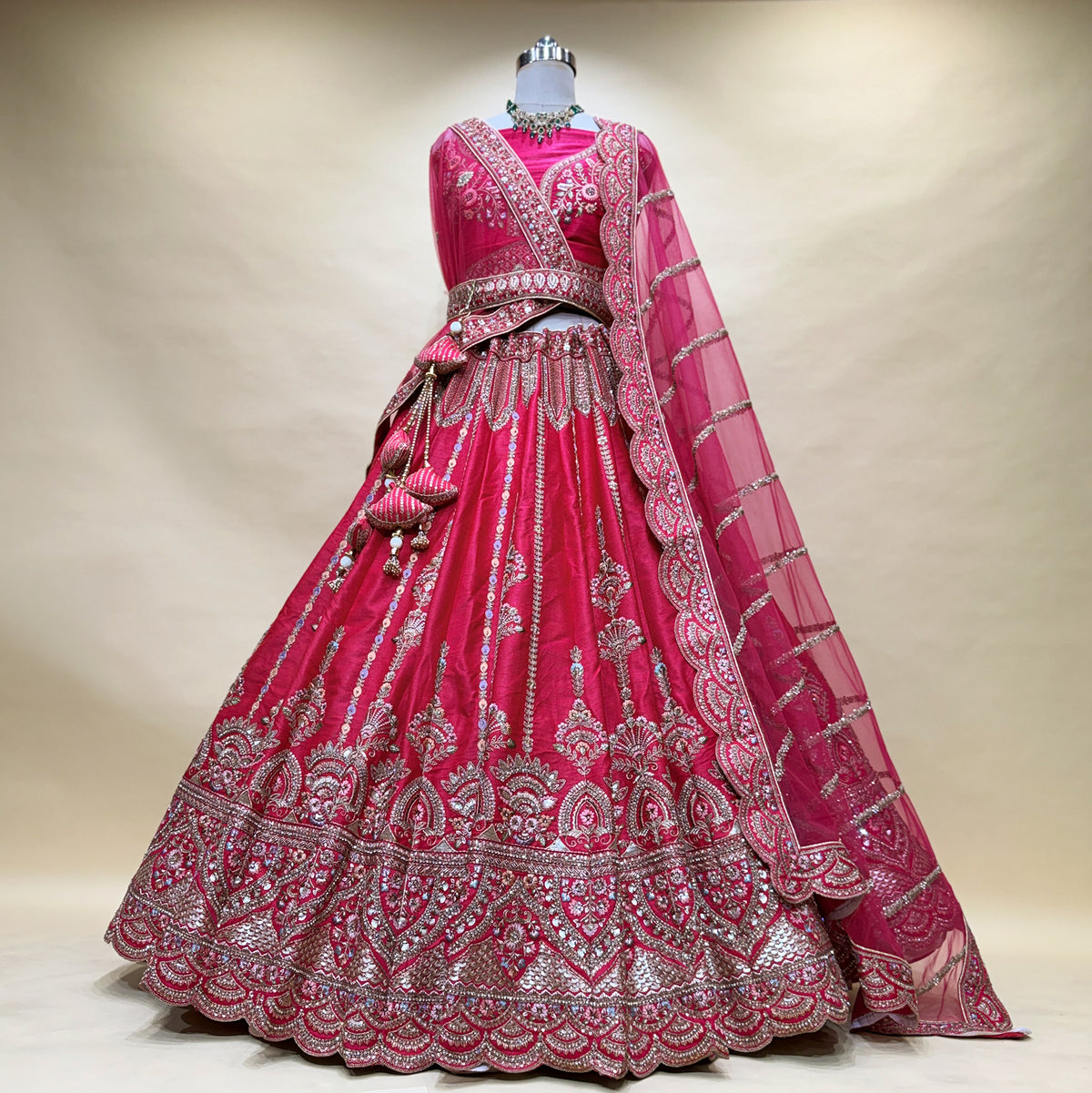 The Mewar Heritage Heirloom: Pink Heritage Lehenga Ensemble IV – Pink – view 1