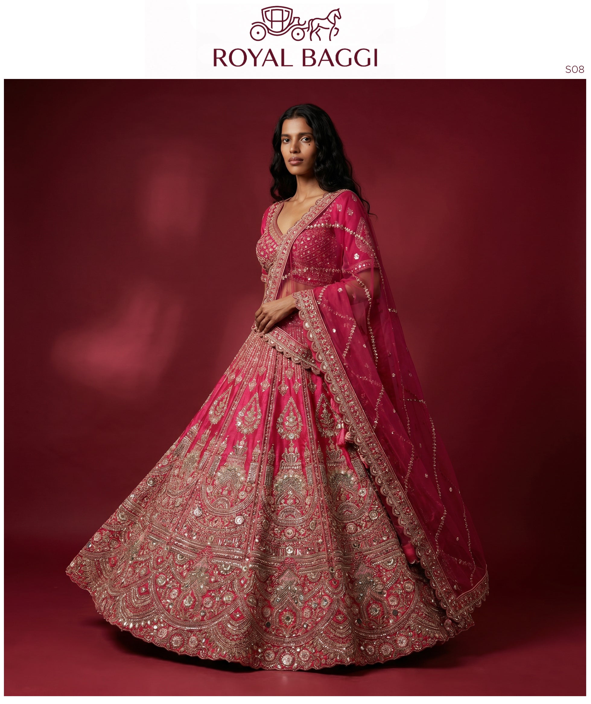 The Utsav Edit: Pink Heritage Lehenga Ensemble IV – Pink – view 2