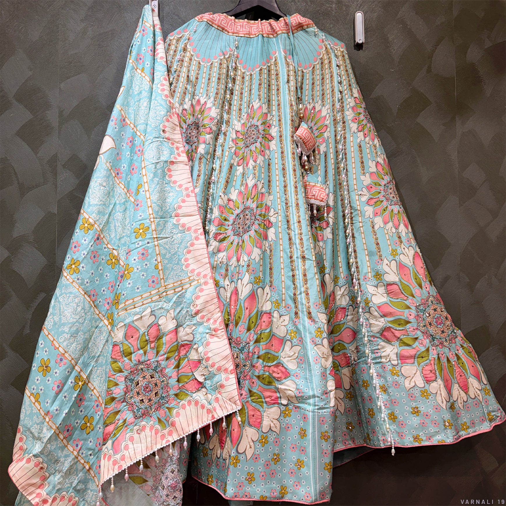 The Mangalam Darbar: Blue Heritage Lehenga Ensemble – Blue – view 1