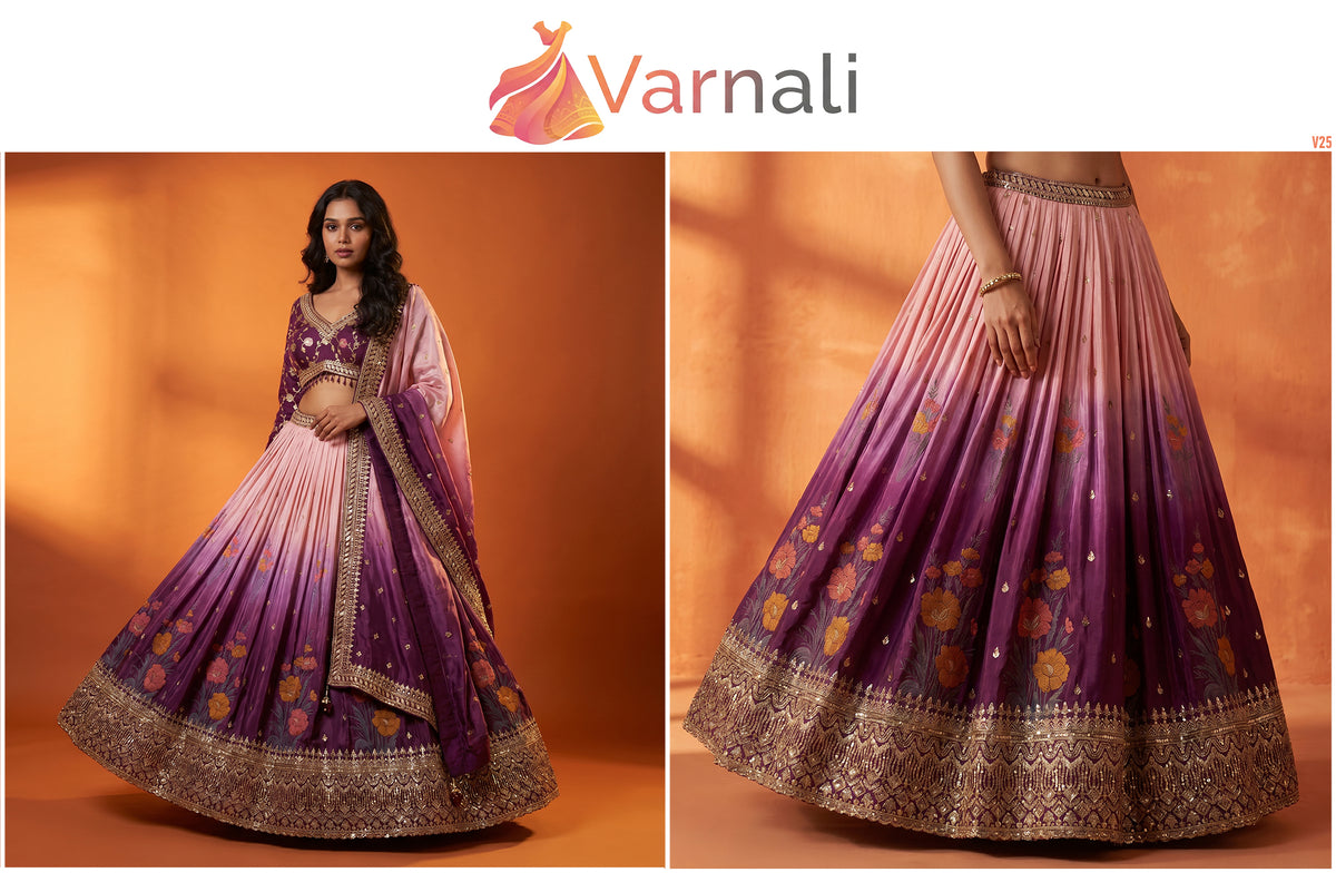 The Banaras Loom Darbar: Lavender Heritage Lehenga Ensemble IV – Lavender – view 1