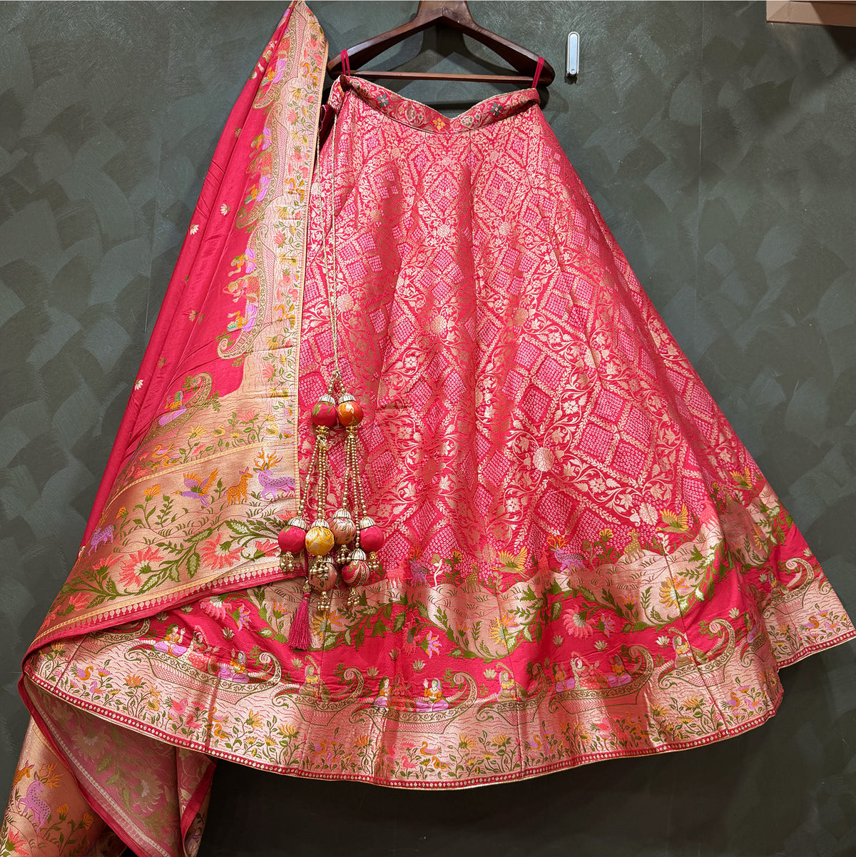 The Aarohi Heirloom: Pink Heritage Lehenga Ensemble III – Pink – view 1