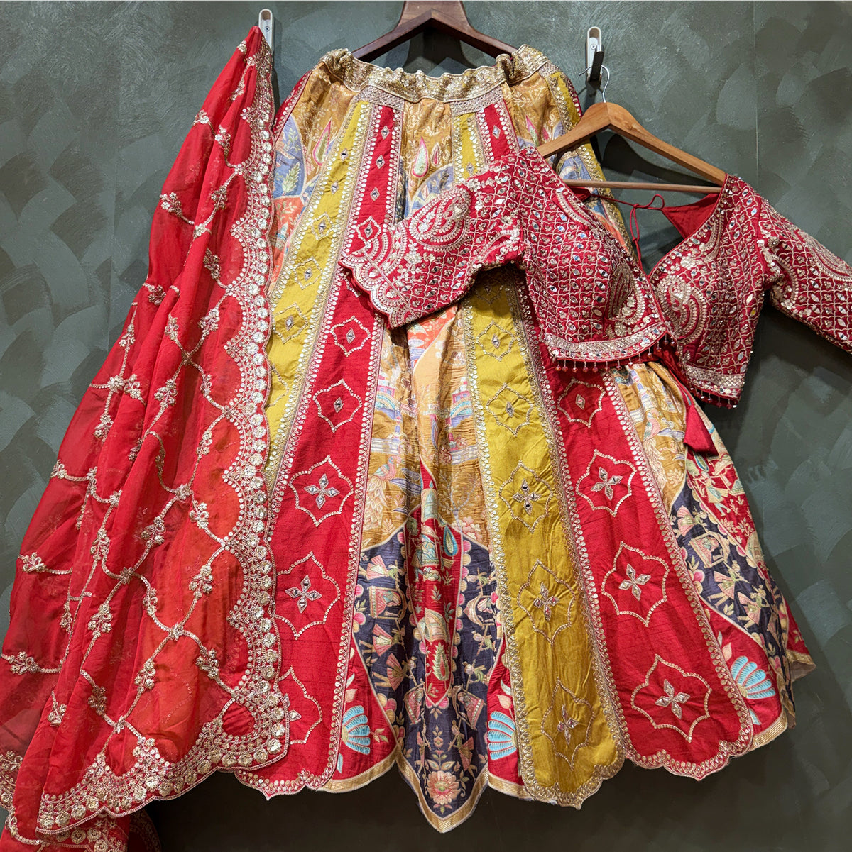 The Ananda Edit: Heritage Lehenga Ensemble I – Multi Colour – view 1
