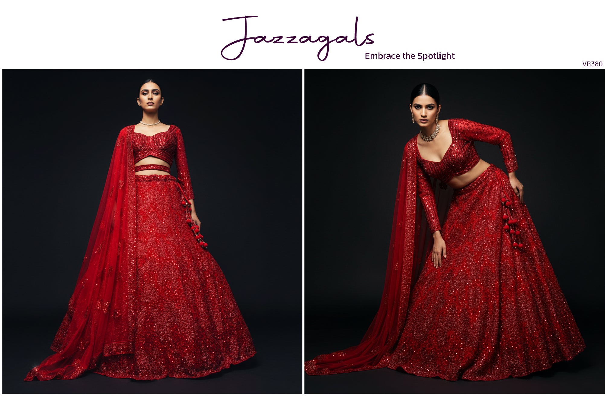 The Ananda Collection: Red Net Lehenga Ensemble II – Red – view 2