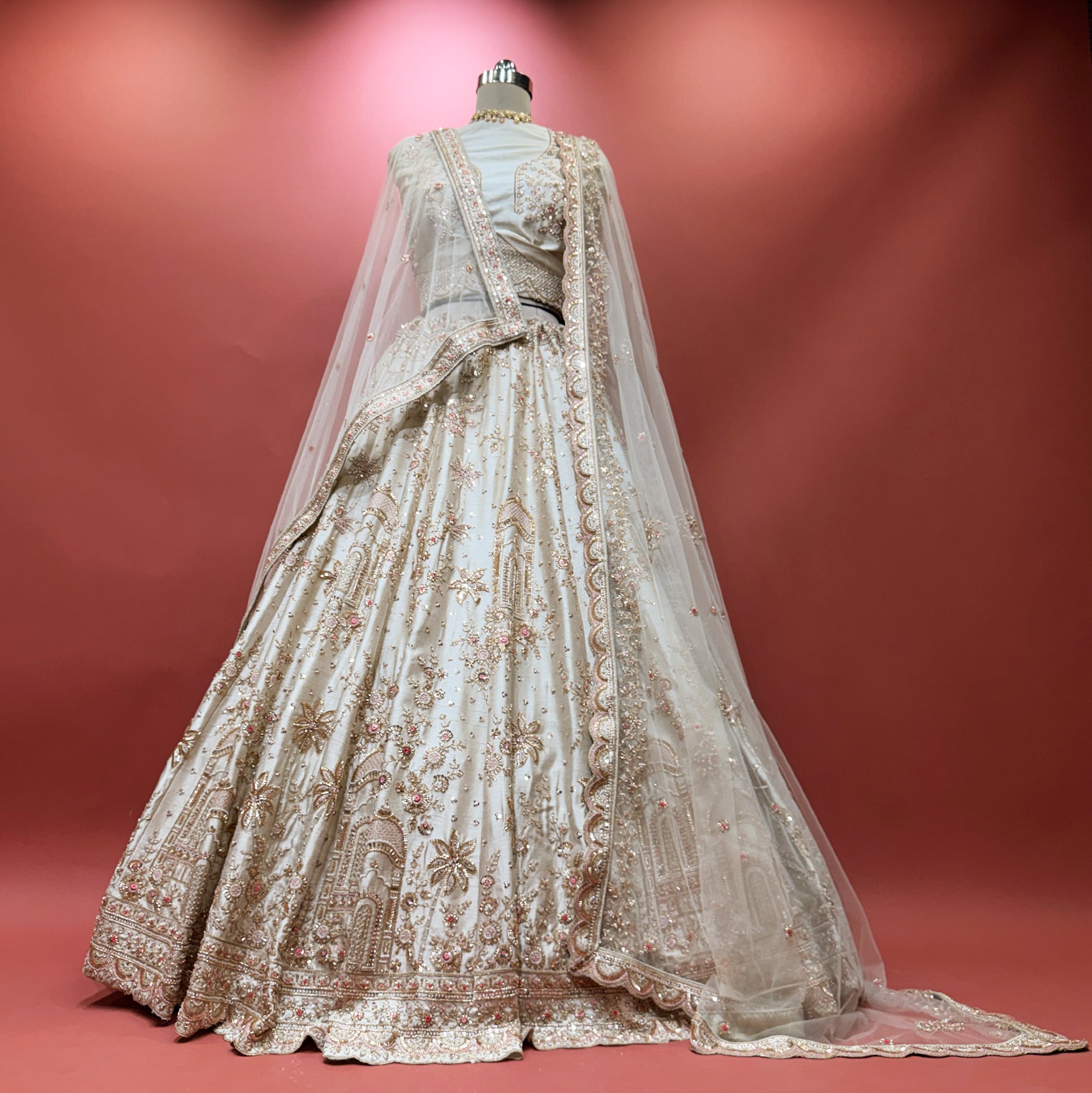 The Kashi Trousseau Heirloom: Ivory Heritage Lehenga Ensemble IV – Ivory – view 1