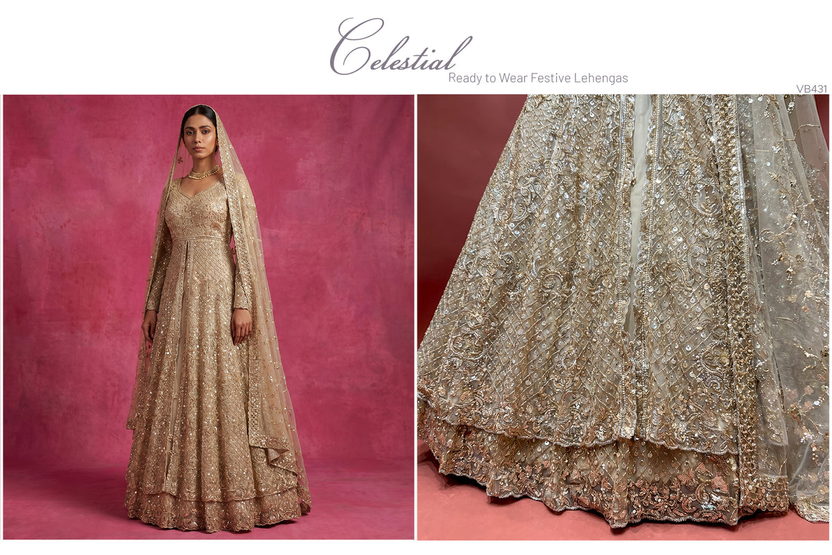The Kashi Trousseau Darbar: Ivory & Gold Heritage Lehenga Ensemble I – Ivory and Gold – view 1