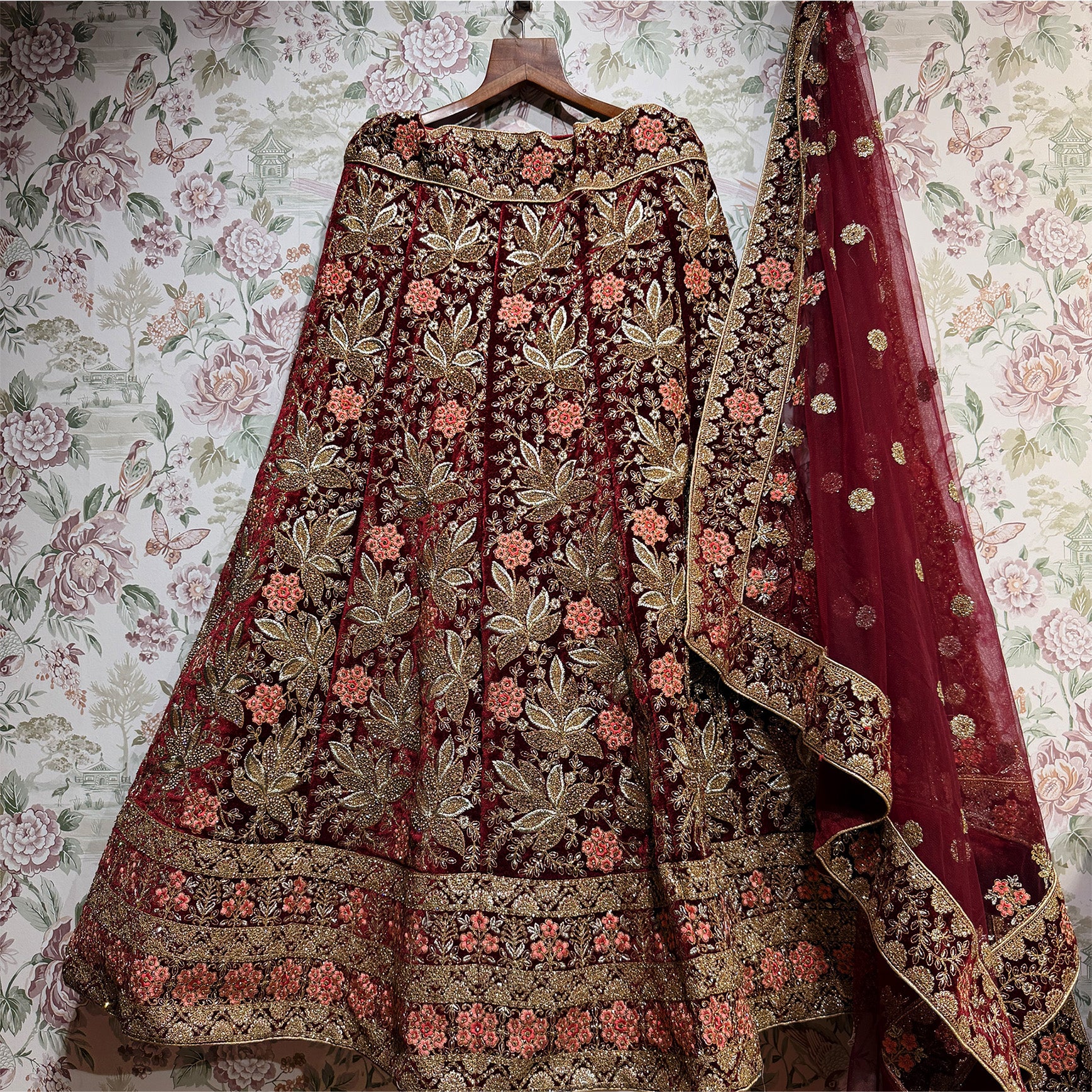 The Mewar Heritage Edit: Maroon Heritage Lehenga Ensemble III – Maroon – view 1
