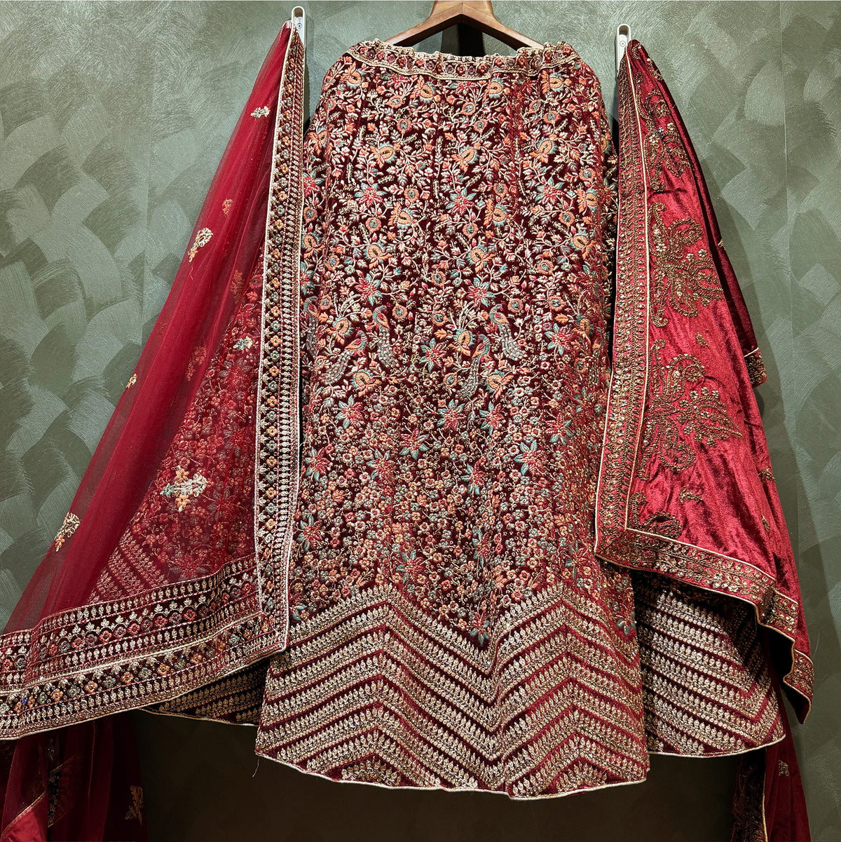 The Rajputana Darbar Edit: Maroon Heritage Lehenga Ensemble I – Maroon – view 1