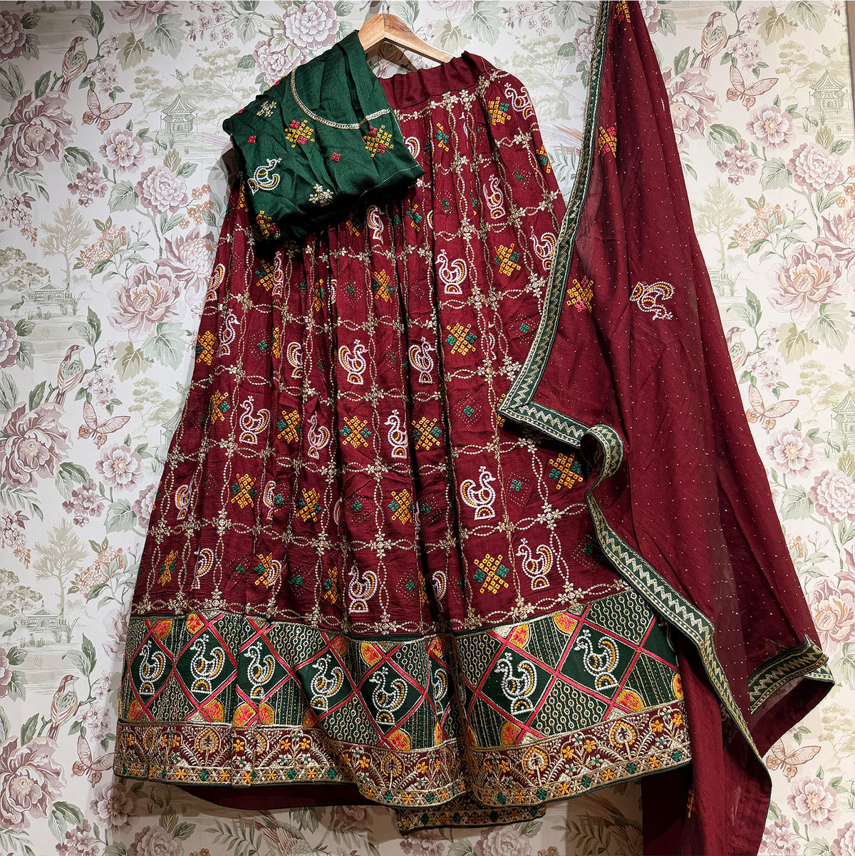 The Marwar Collection Edit: Green Heritage Lehenga Ensemble I – Green – view 2