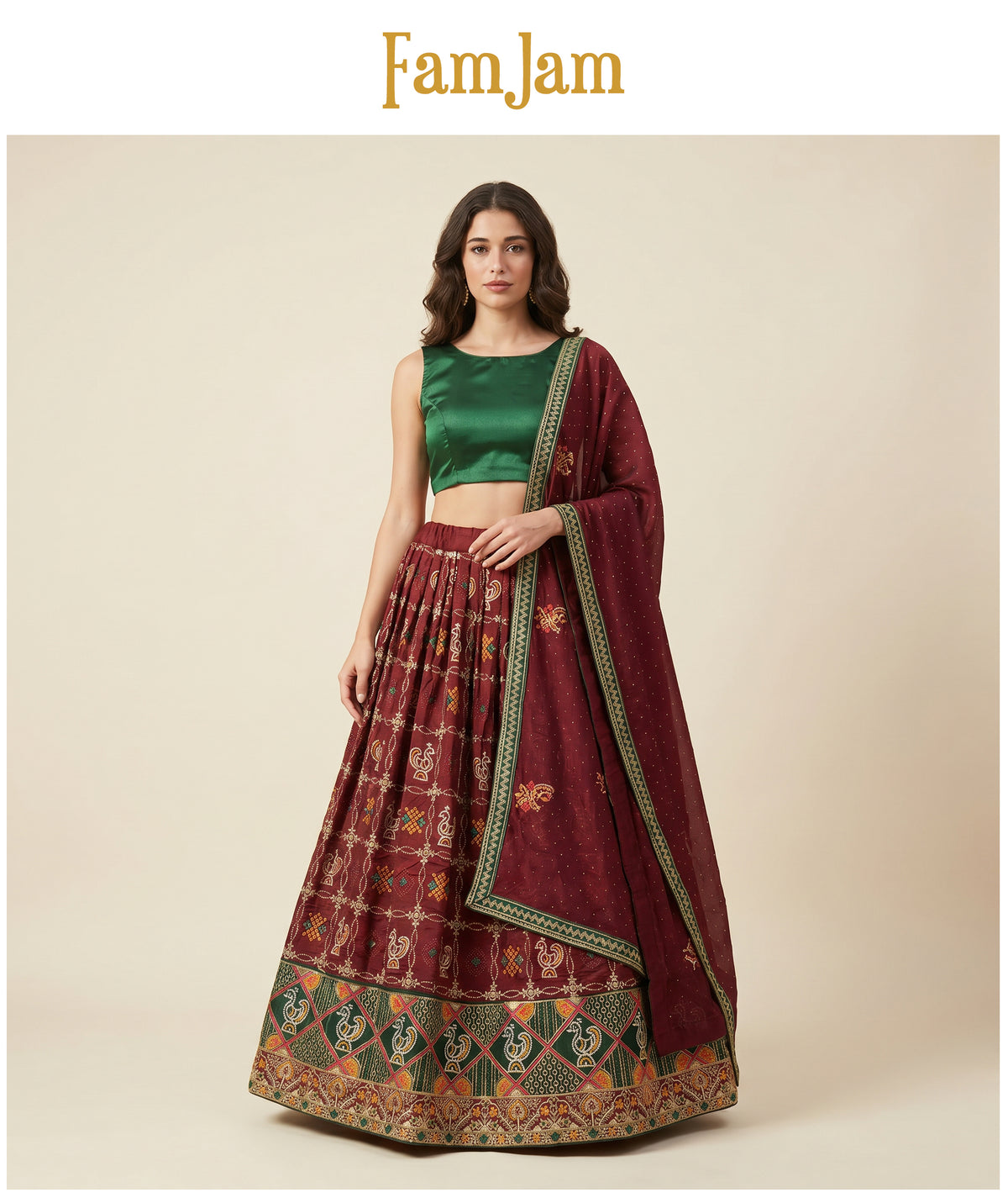 The Marwar Collection Edit: Green Heritage Lehenga Ensemble I – Green – view 3