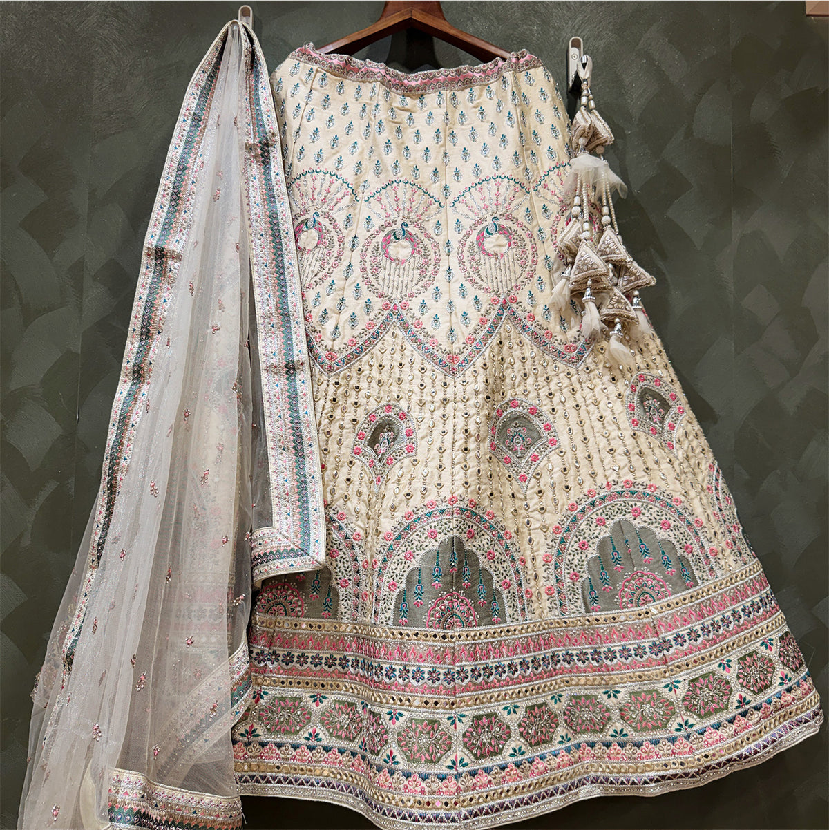 The Parampara Darbar: Ivory Heritage Lehenga Ensemble – Ivory – view 1