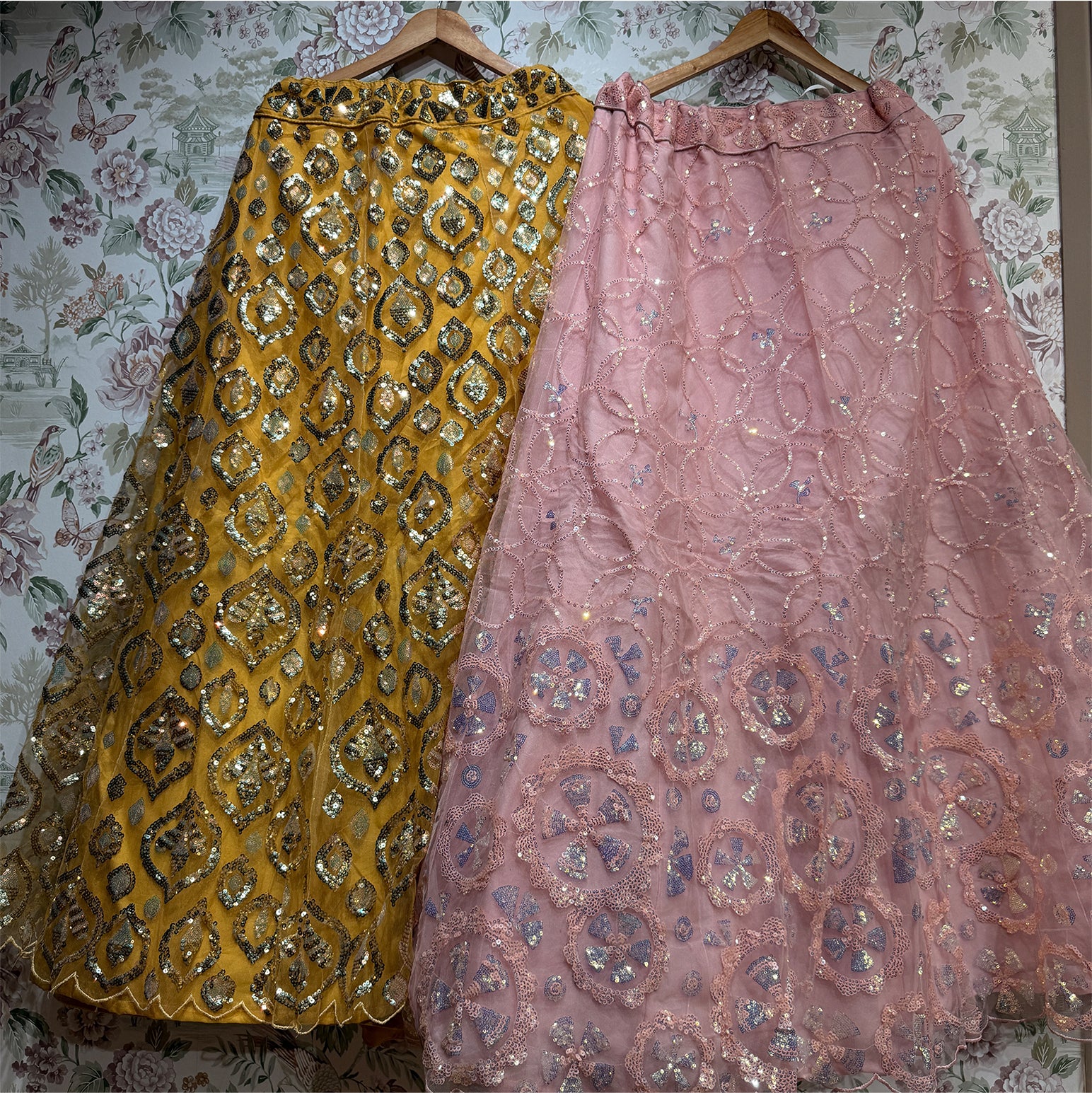 The Utsav Heirloom: Peach & Blue Heritage Lehenga Ensemble II – Peach and Blue – view 4