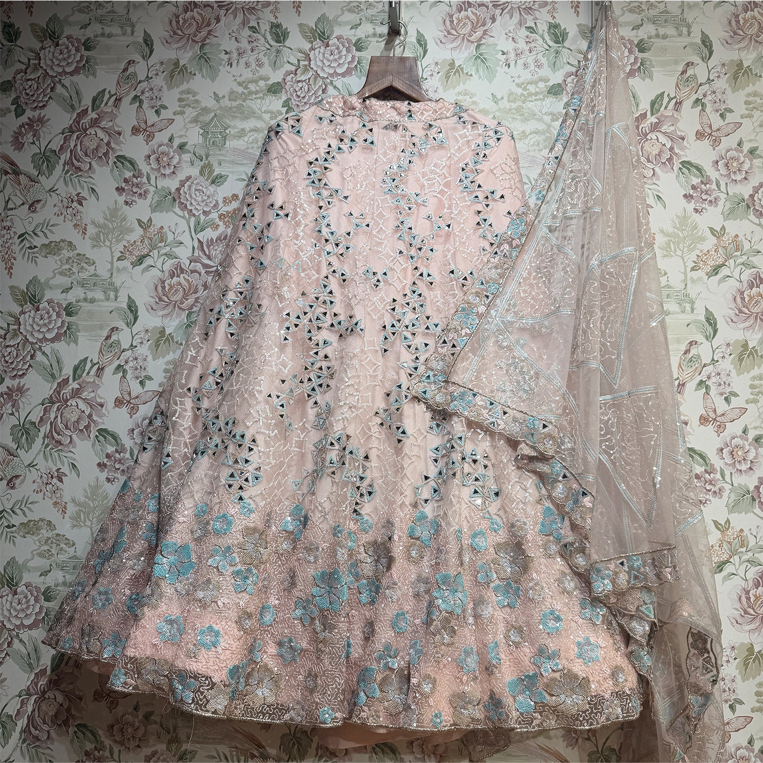 The Jharokha Heirloom Collection: Peach Heritage Lehenga Ensemble III – Peach – view 1