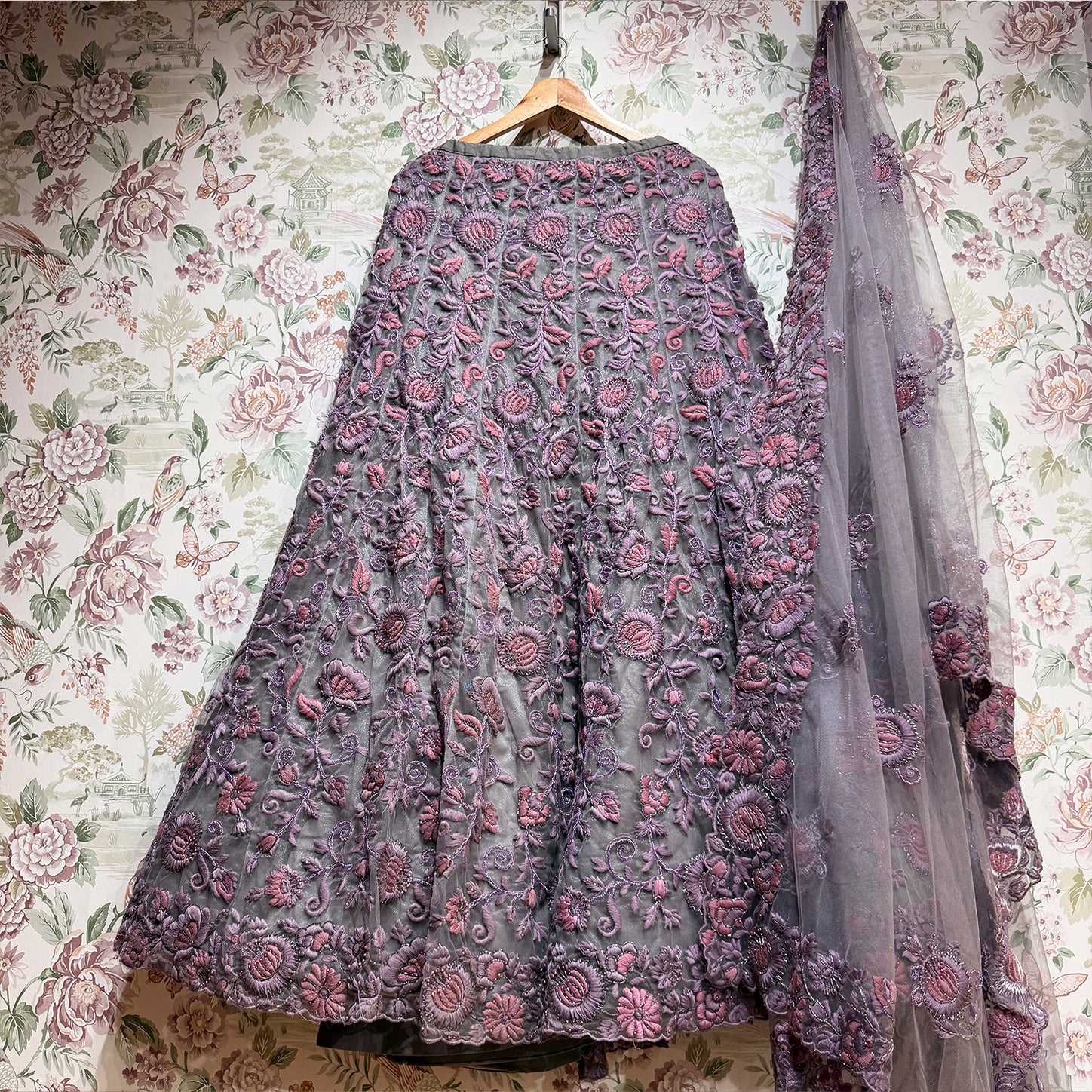 The Shagun Collection: Lavender Heritage Lehenga Ensemble IV – Lavender – view 1