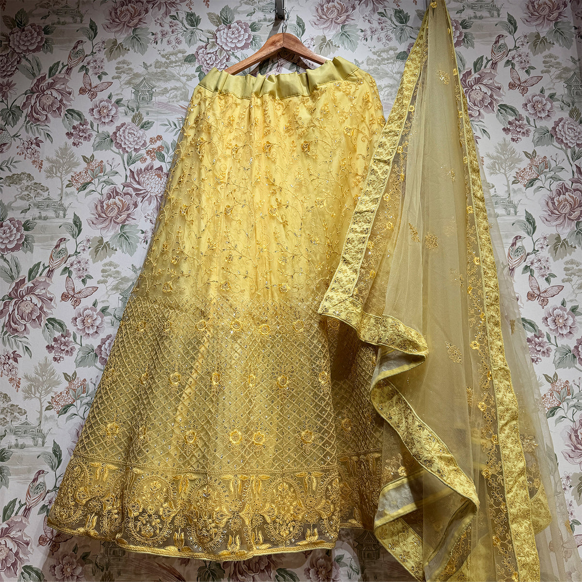 The Amber Fort Heirloom: Yellow Heritage Lehenga Ensemble II – Yellow – view 1
