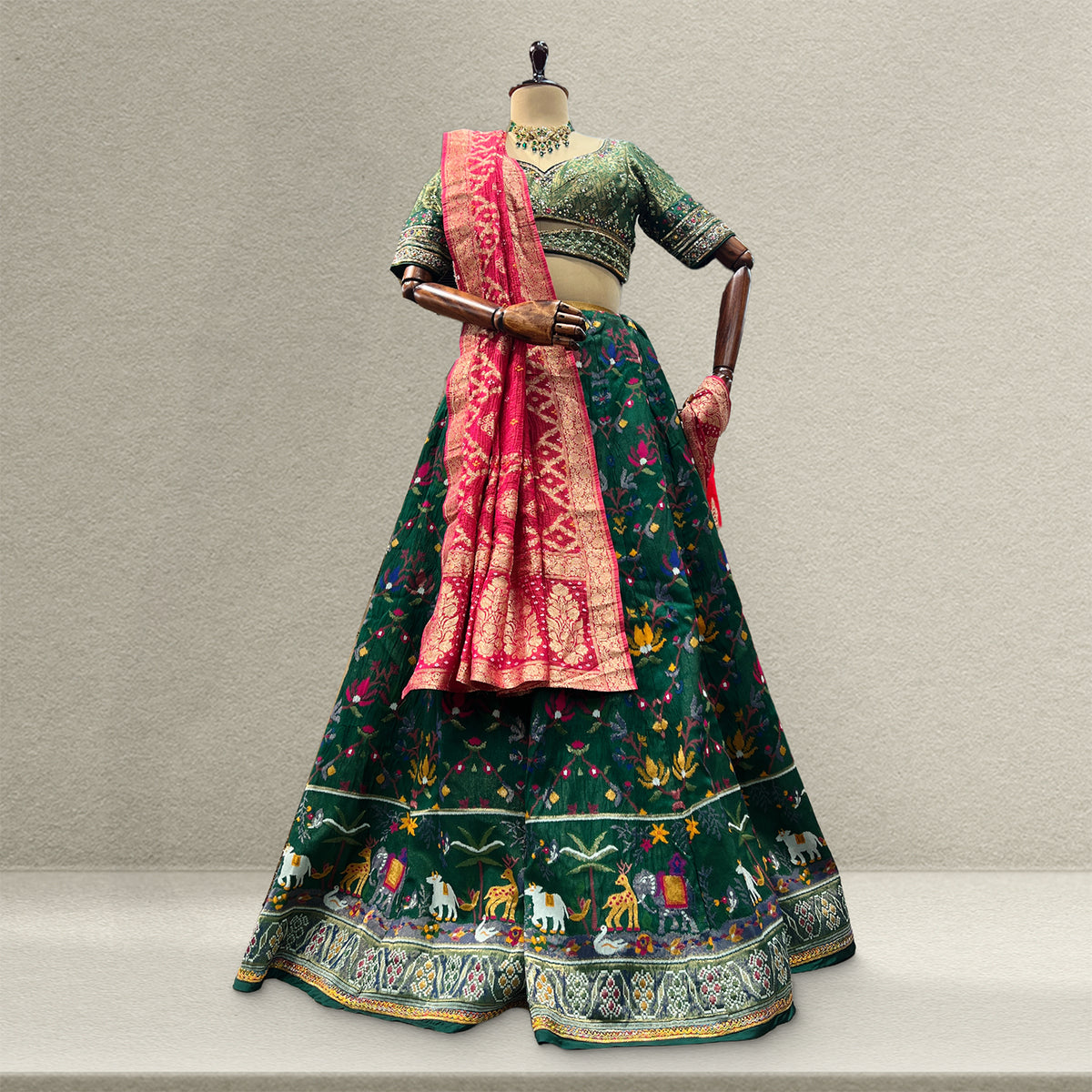 The Parampara Heirloom: Green Heritage Lehenga Ensemble II – Green – view 1