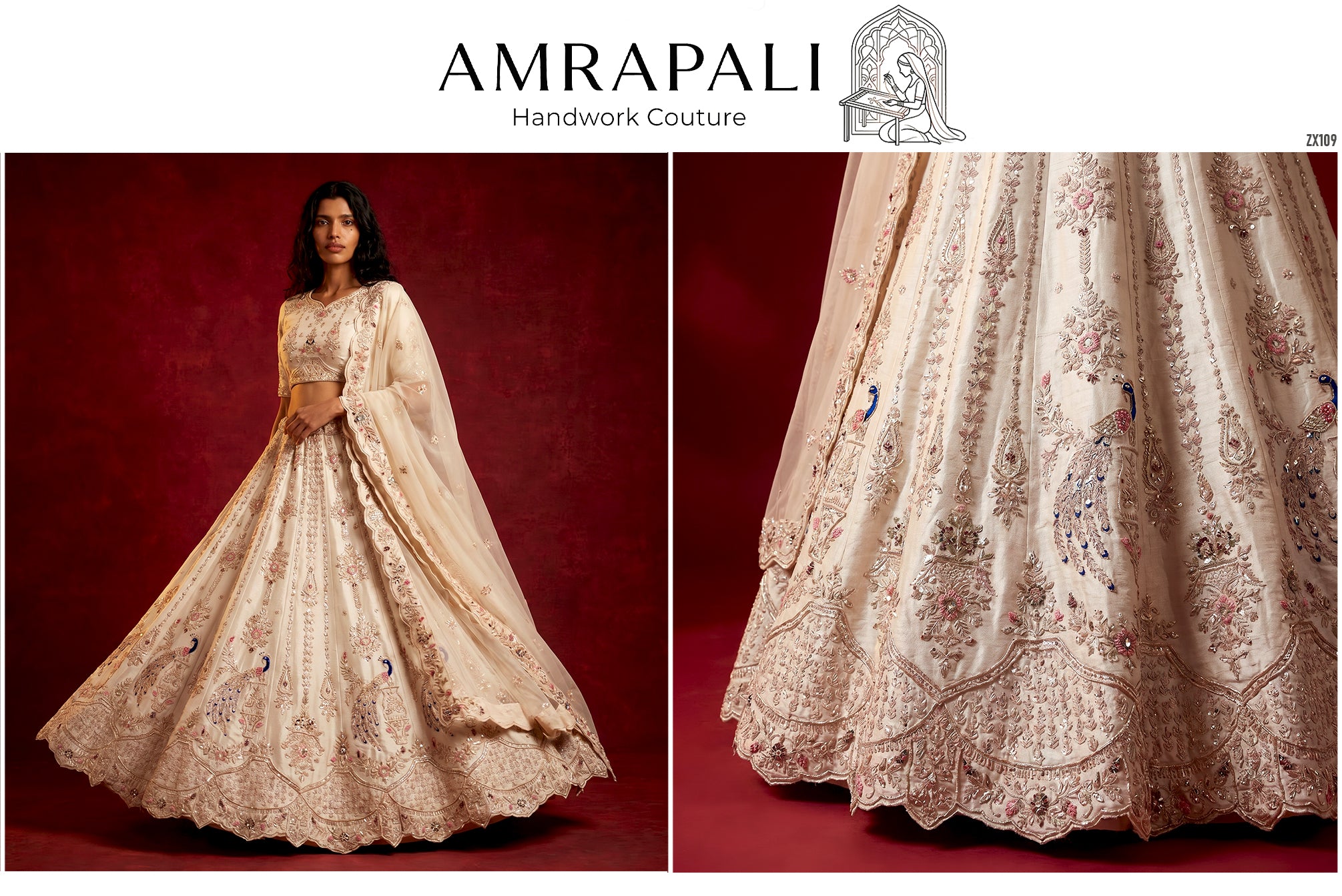 The Vivaha Darbar: Ivory Heritage Lehenga Ensemble III – Ivory – view 3