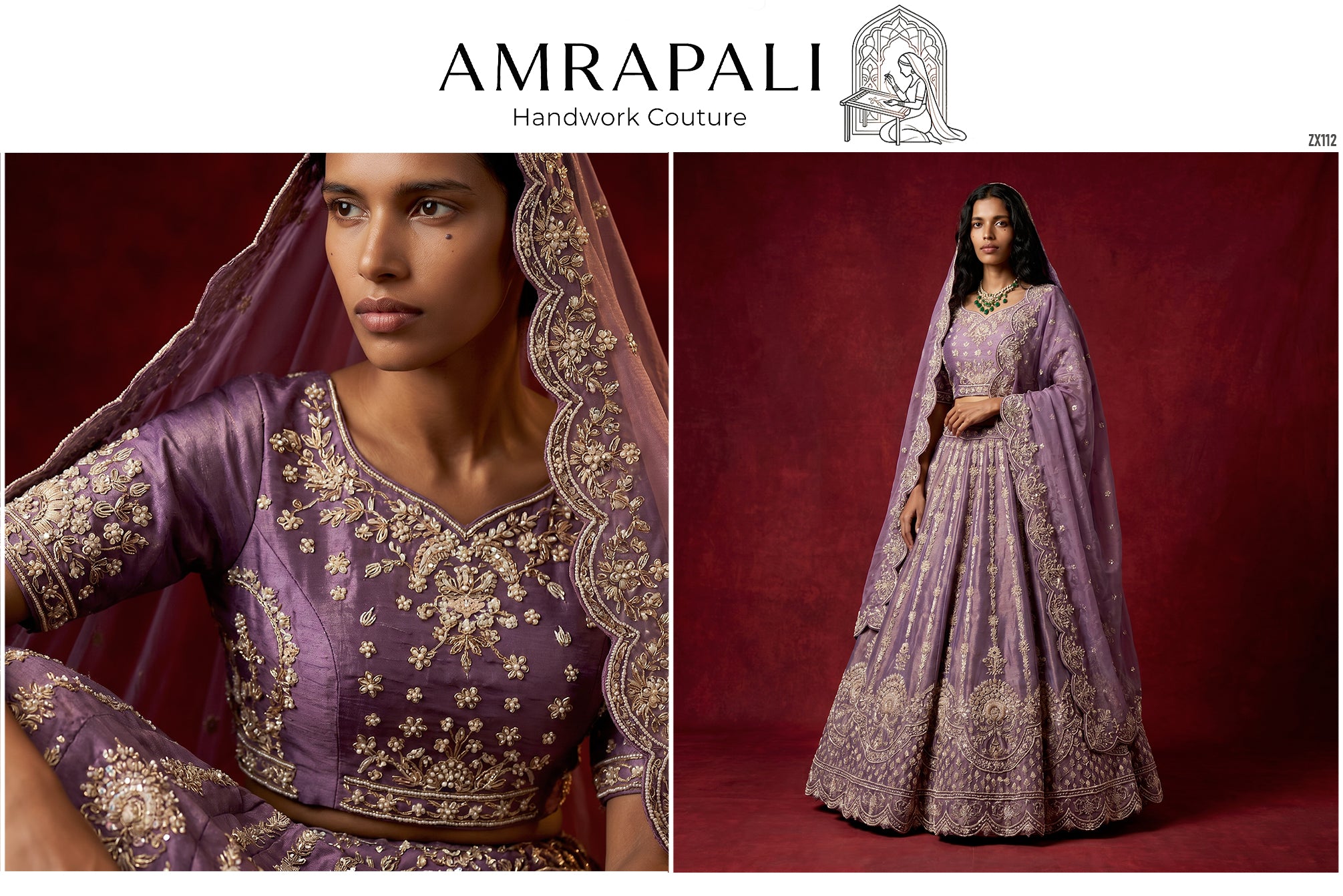 The Amber Fort Edit: Lavender Silk Lehenga Ensemble II – Lavender – view 1