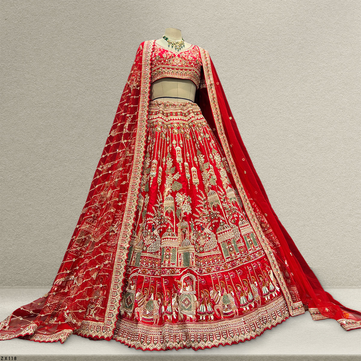 The Kalyani Darbar: Pink Silk Lehenga Ensemble II – Pink – view 2