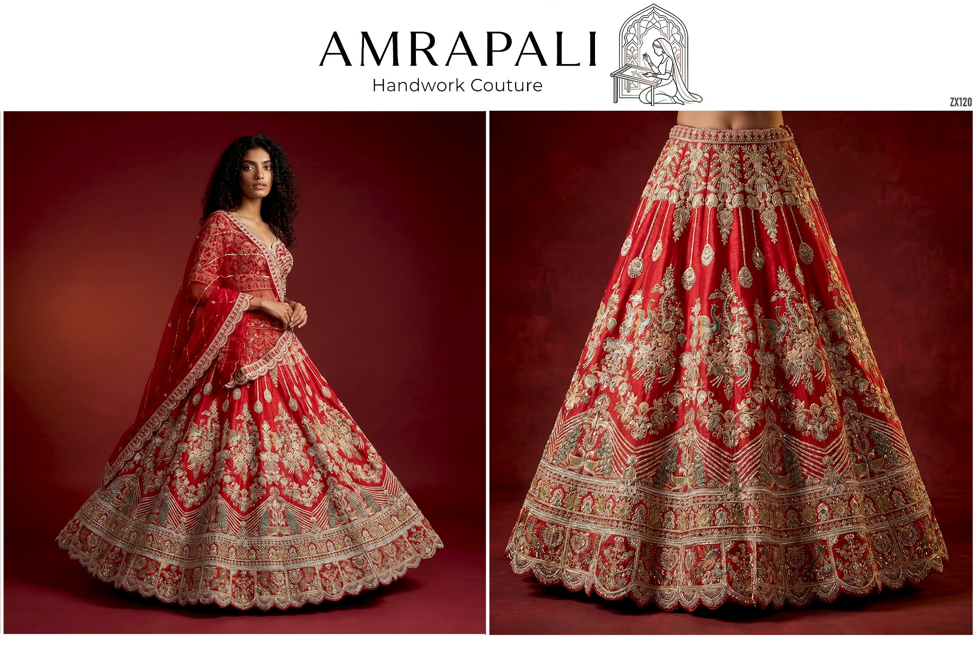 The Mangalam Heirloom: Red Heritage Lehenga Ensemble IV – Red – view 1